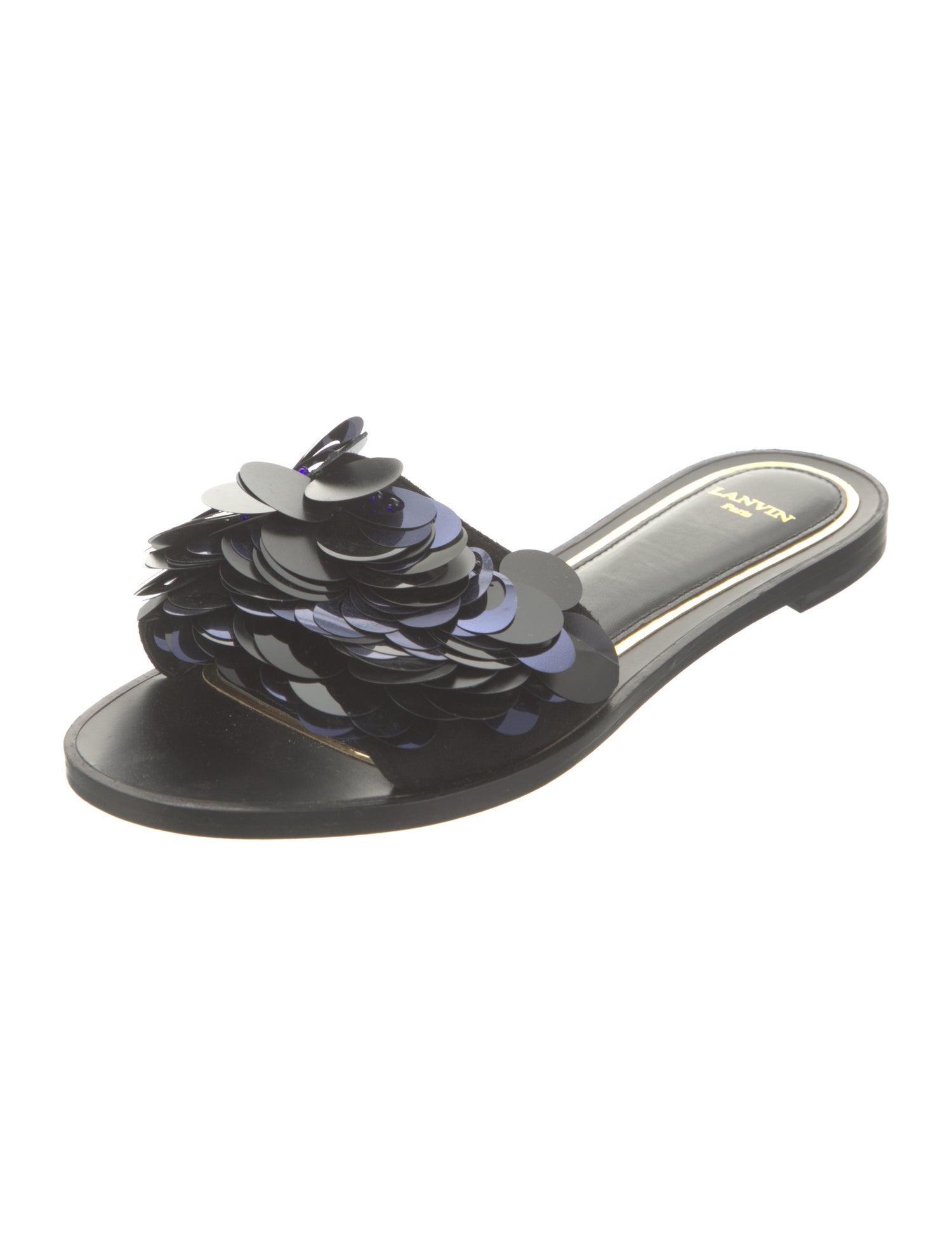 Lanvin Leather Floral Print Slides