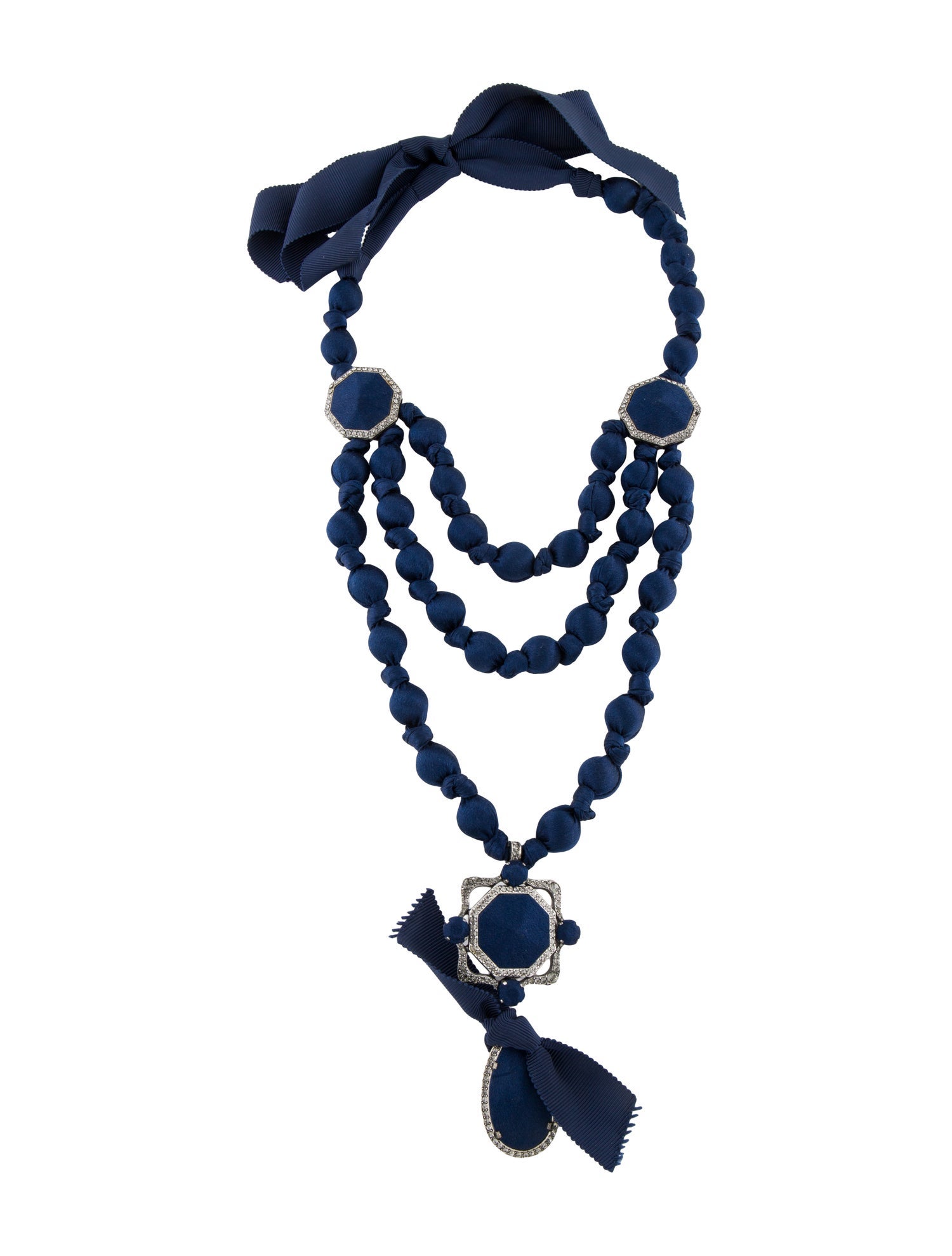 Lanvin Dress Ribbon & Crystal Necklace