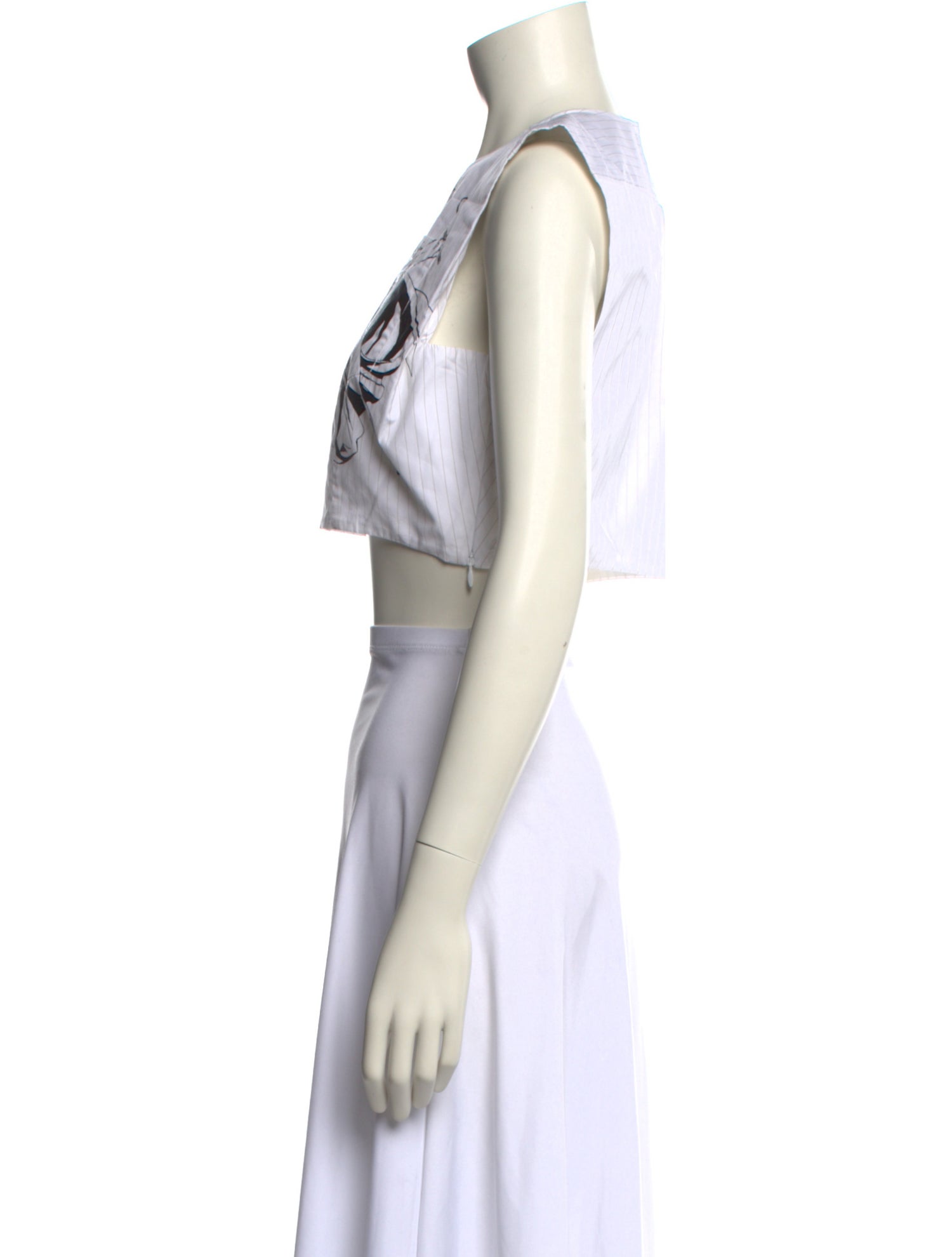 Lanvin Bateau Neckline Sleeveless Crop Top