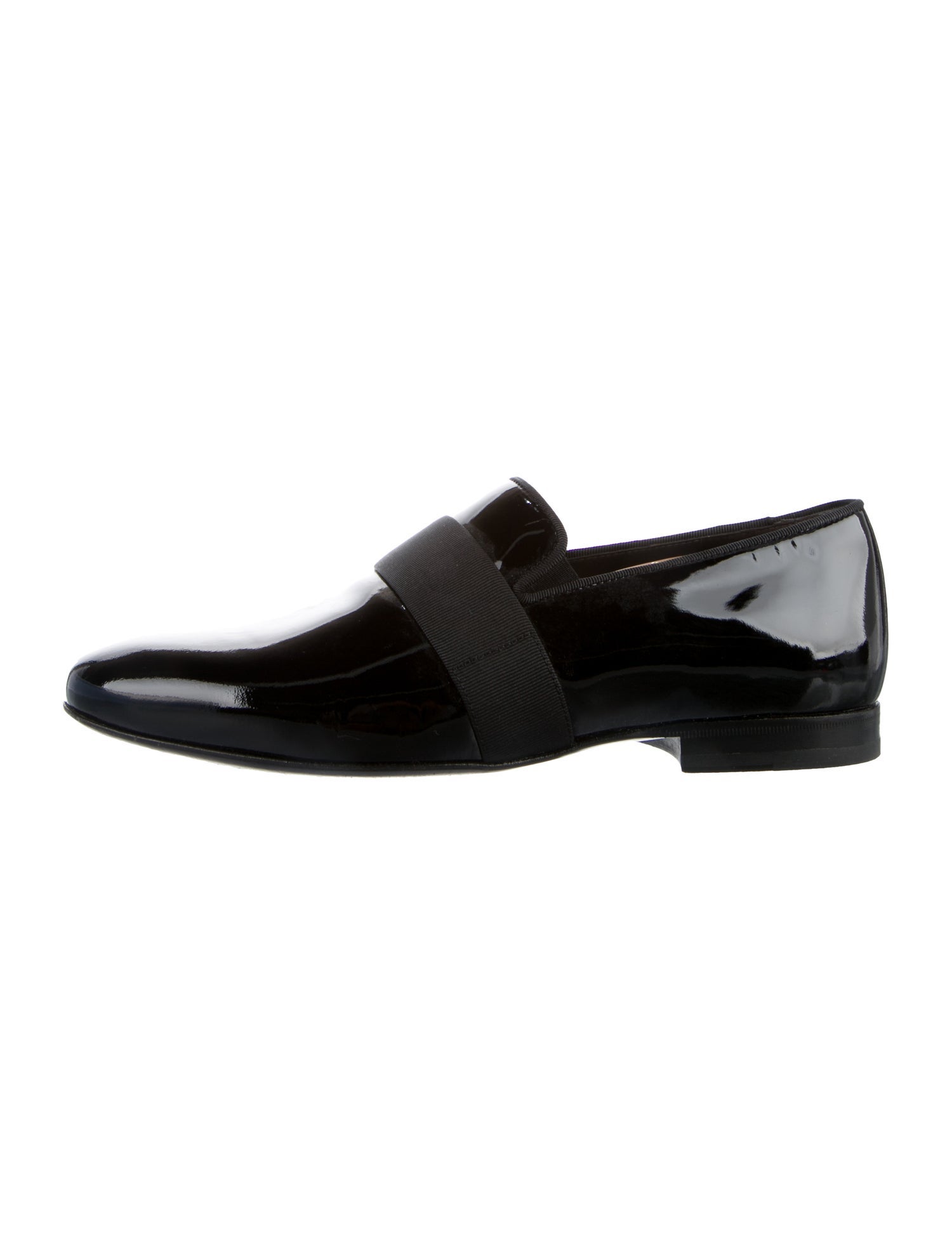 Lanvin Patent Leather Grosgrain Trim Loafers