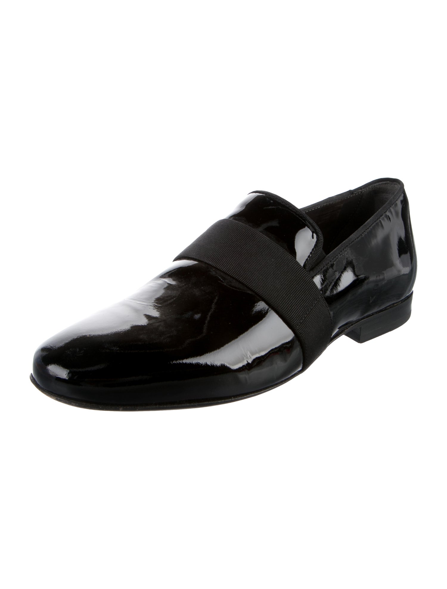 Lanvin Patent Leather Grosgrain Trim Loafers