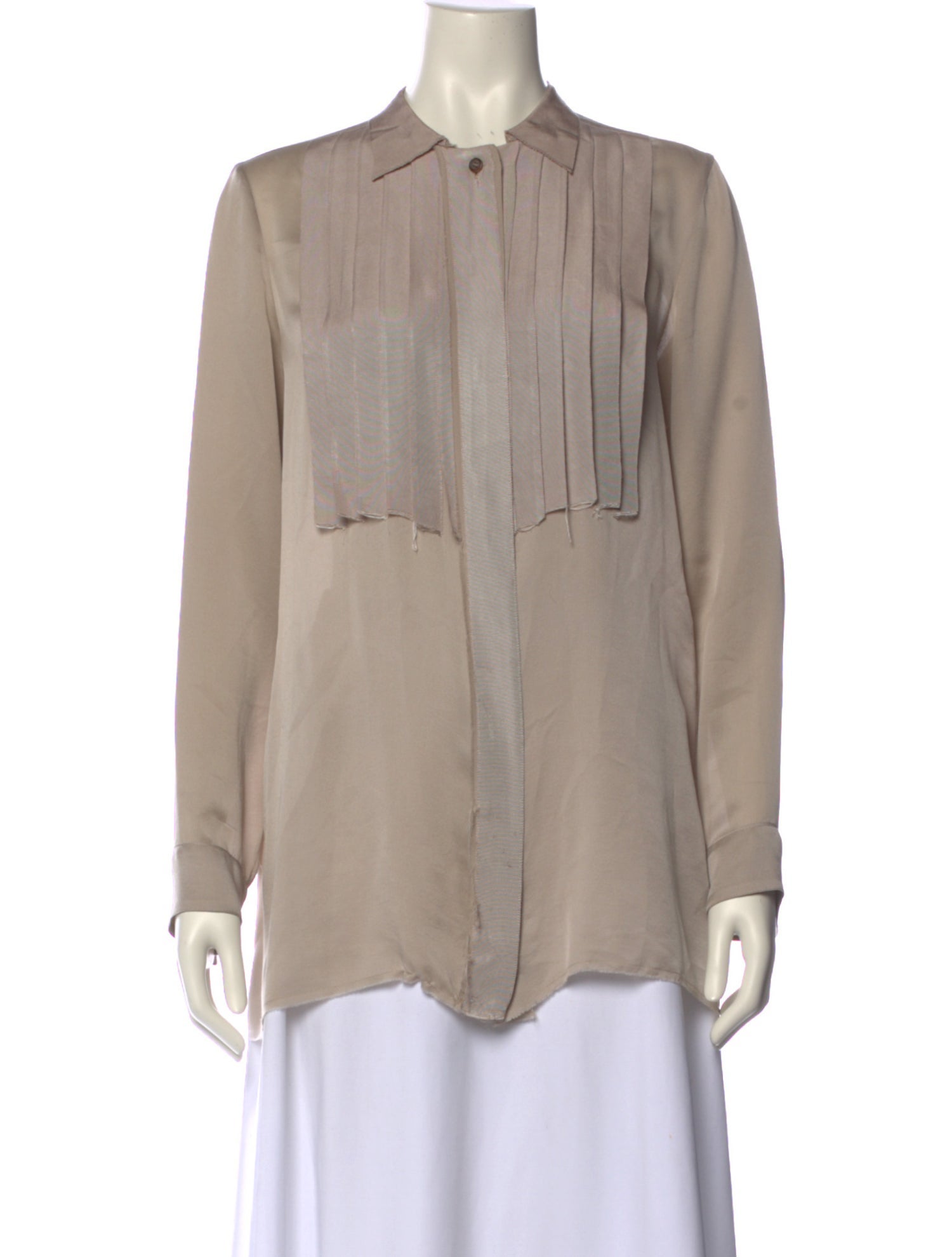 Lanvin Silk Long Sleeve Button-Up Top