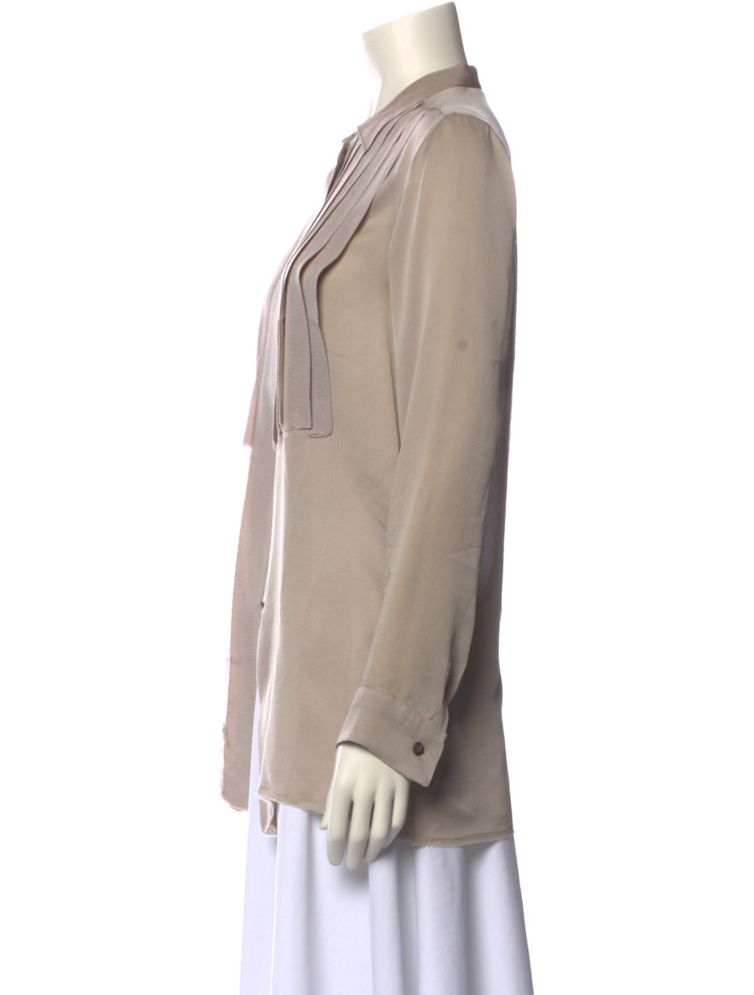 Lanvin Silk Long Sleeve Button-Up Top