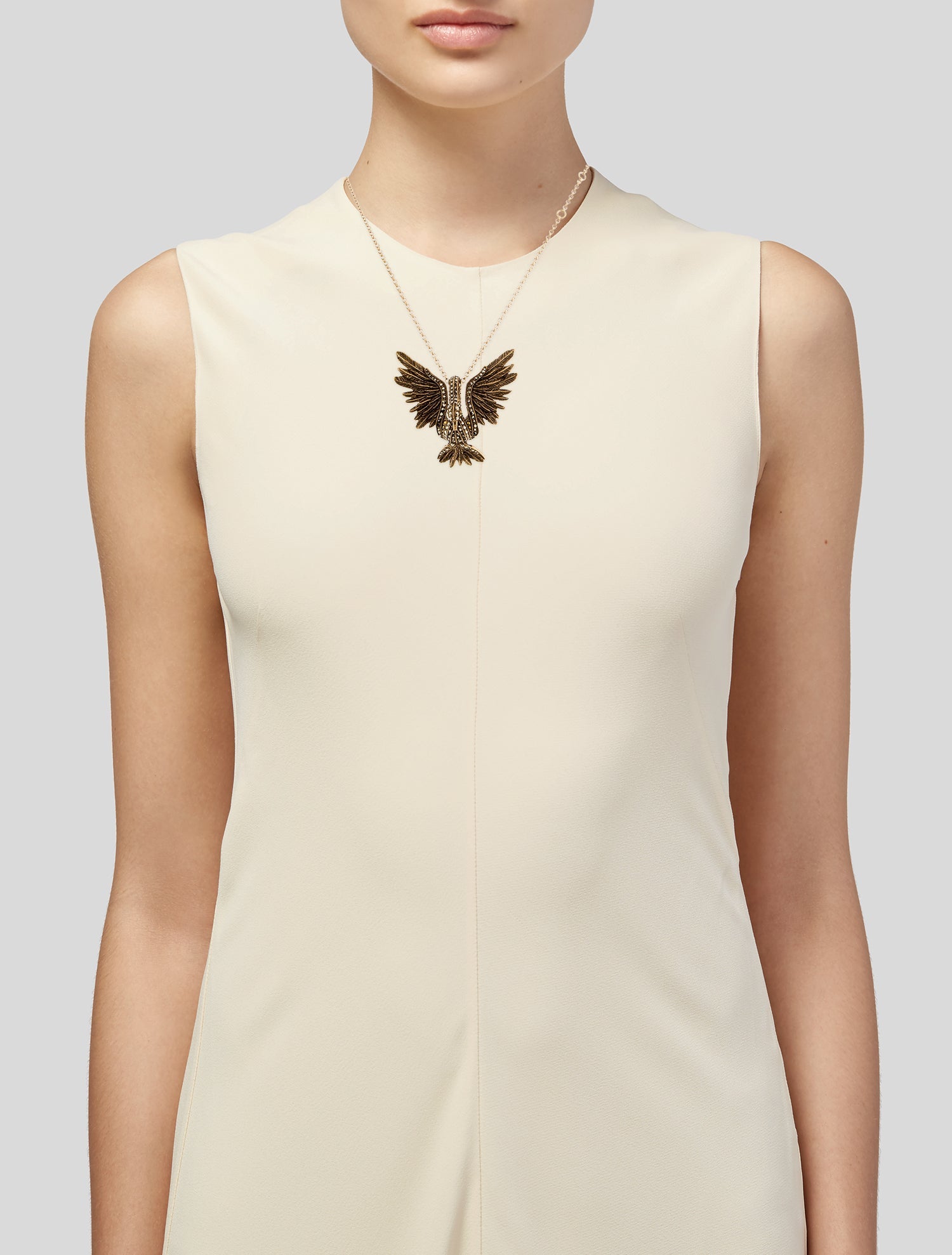 Lanvin Crystal Swan Pendant Necklace