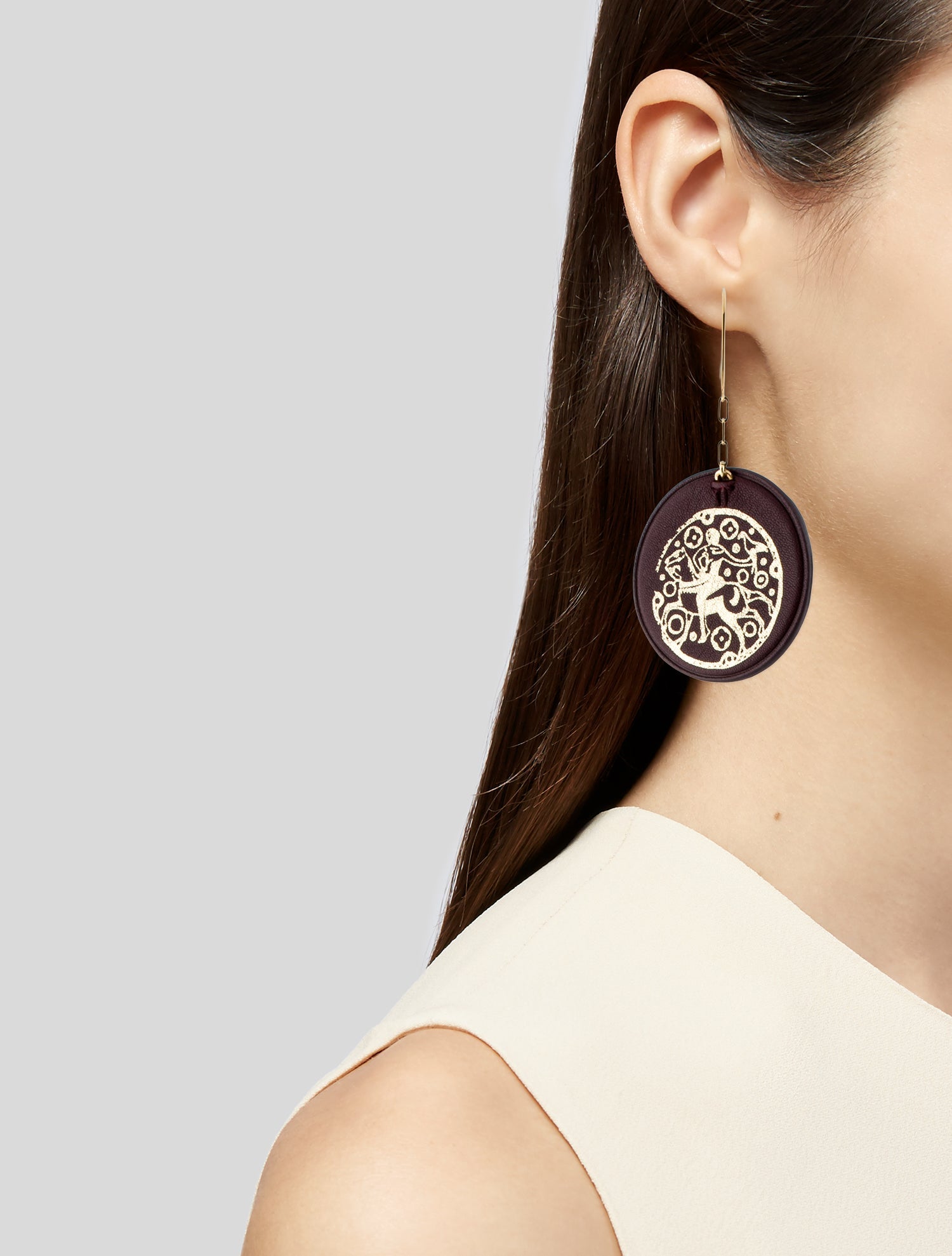 Lanvin Leather Printed Drop Earrings
