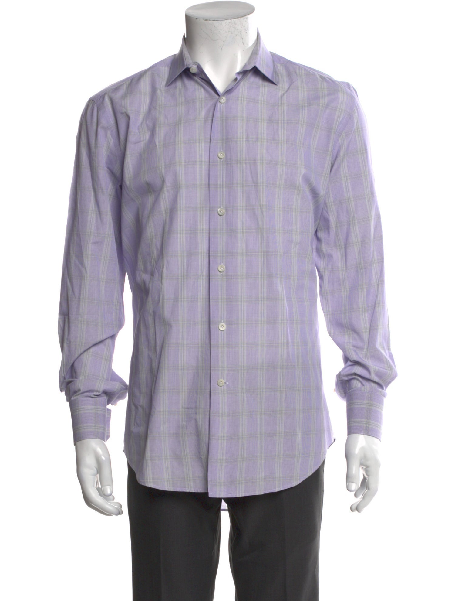 Lanvin Plaid Print Long Sleeve Dress Shirt