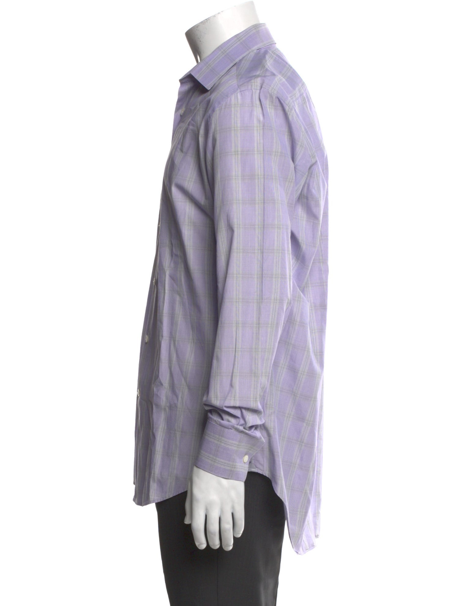 Lanvin Plaid Print Long Sleeve Dress Shirt