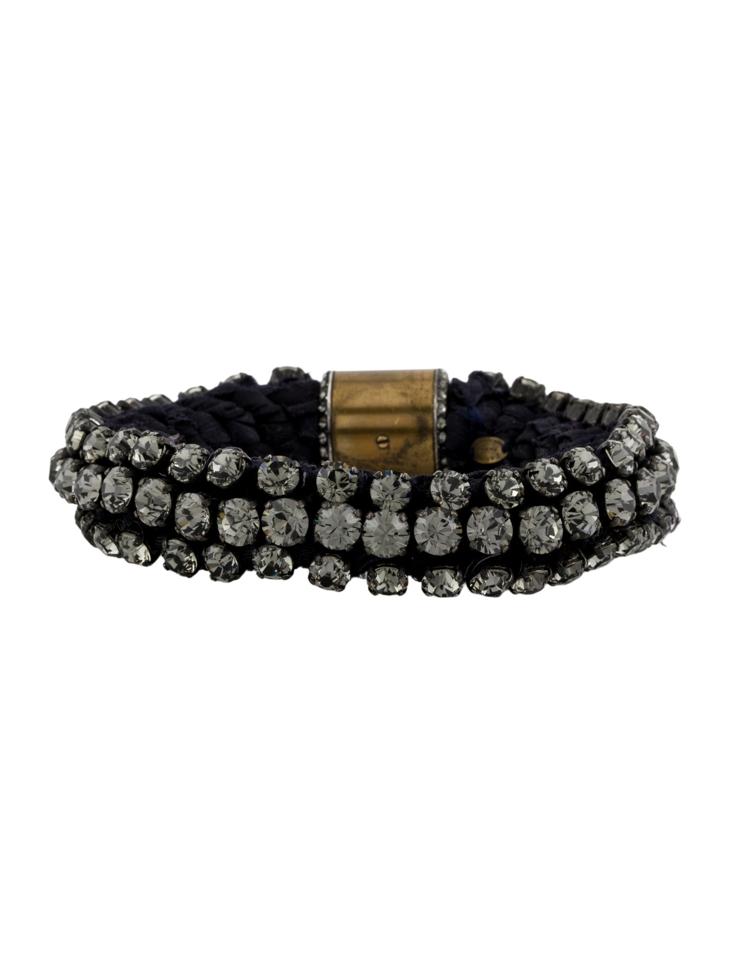 Lanvin Fabric & Crystal Bangle Bracelet