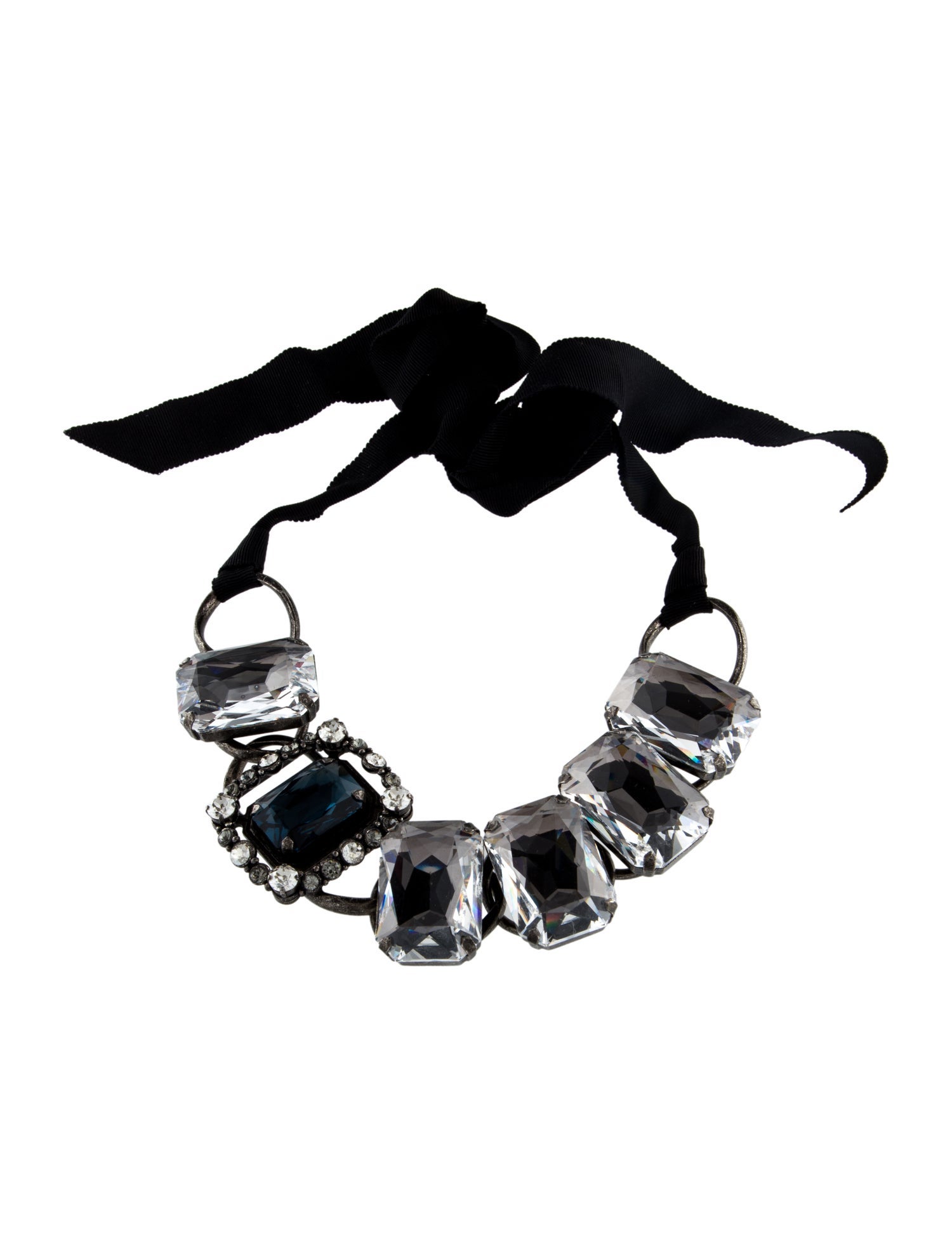 Lanvin Crystal & Ribbon Choker Necklace