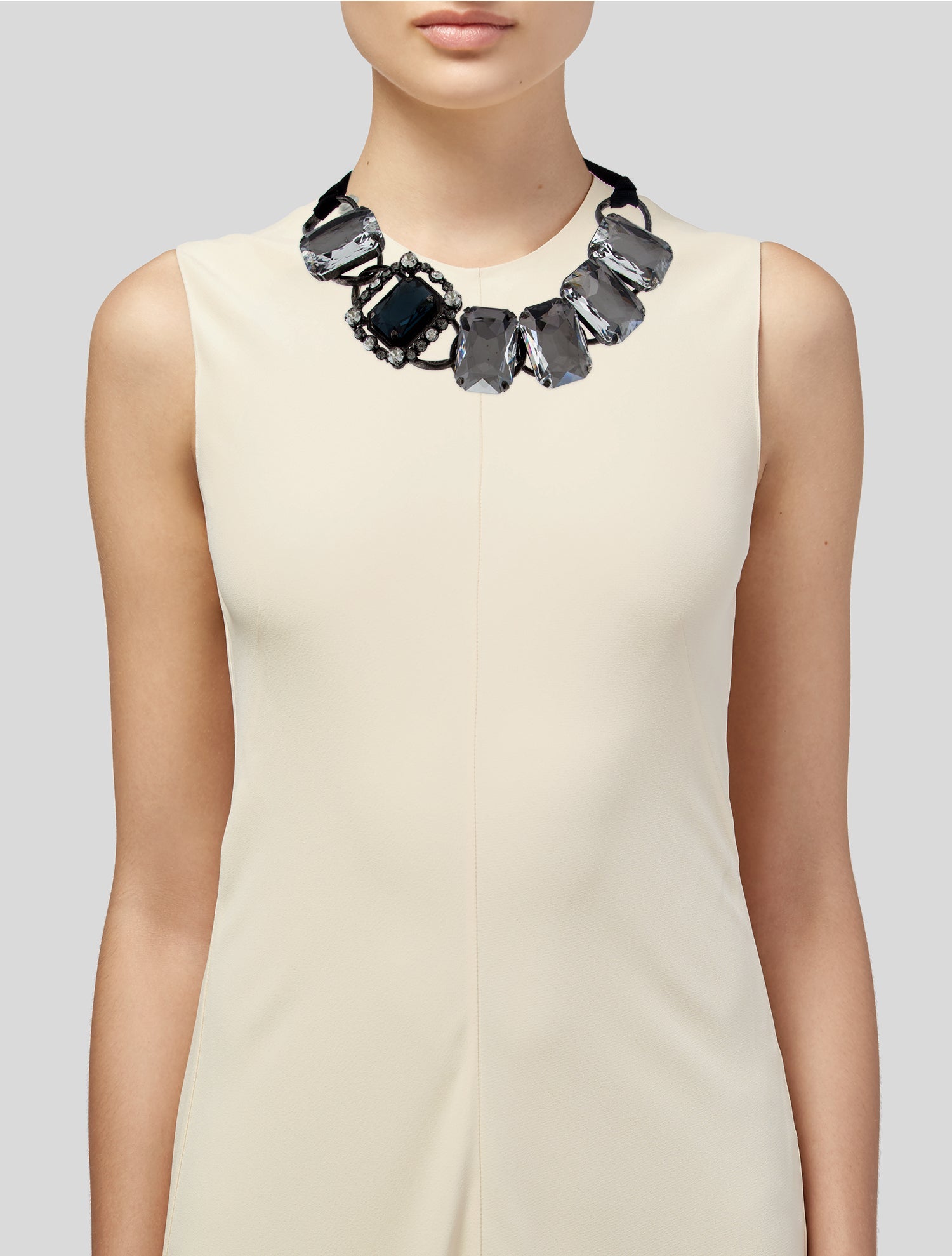 Lanvin Crystal & Ribbon Choker Necklace