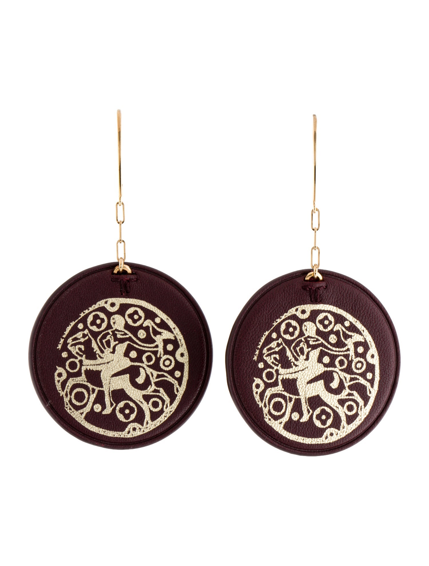 Lanvin Leather Printed Drop Earrings w/ Tags