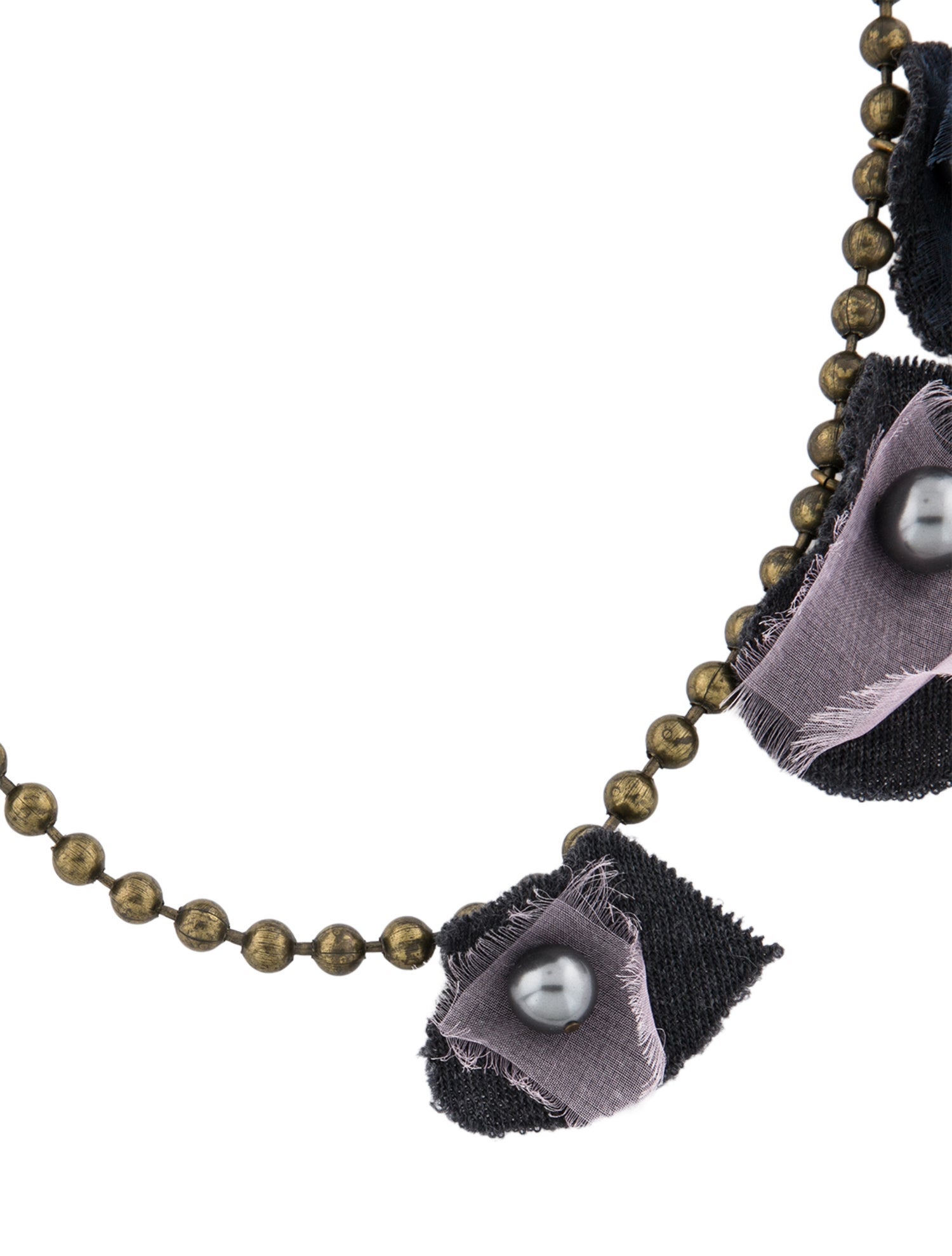 Lanvin Faux Pearl, Ribbon & Fabric Collar Necklace