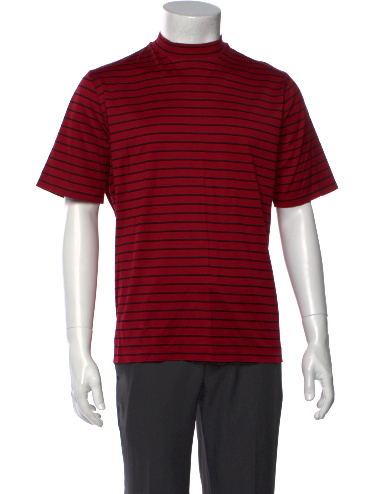 Lanvin Striped Mock Neck T-Shirt