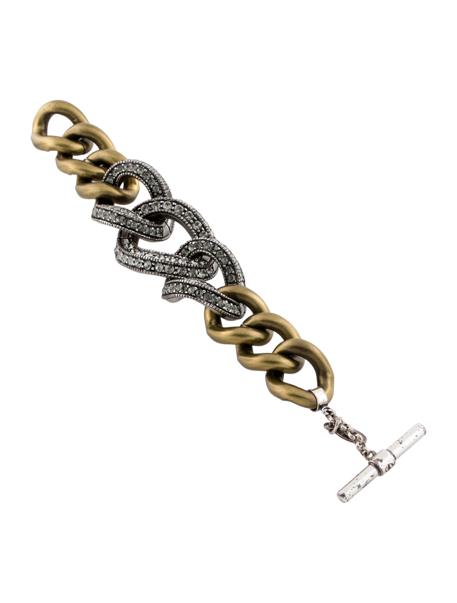 Lanvin Two Tone Crystal Link Bracelet
