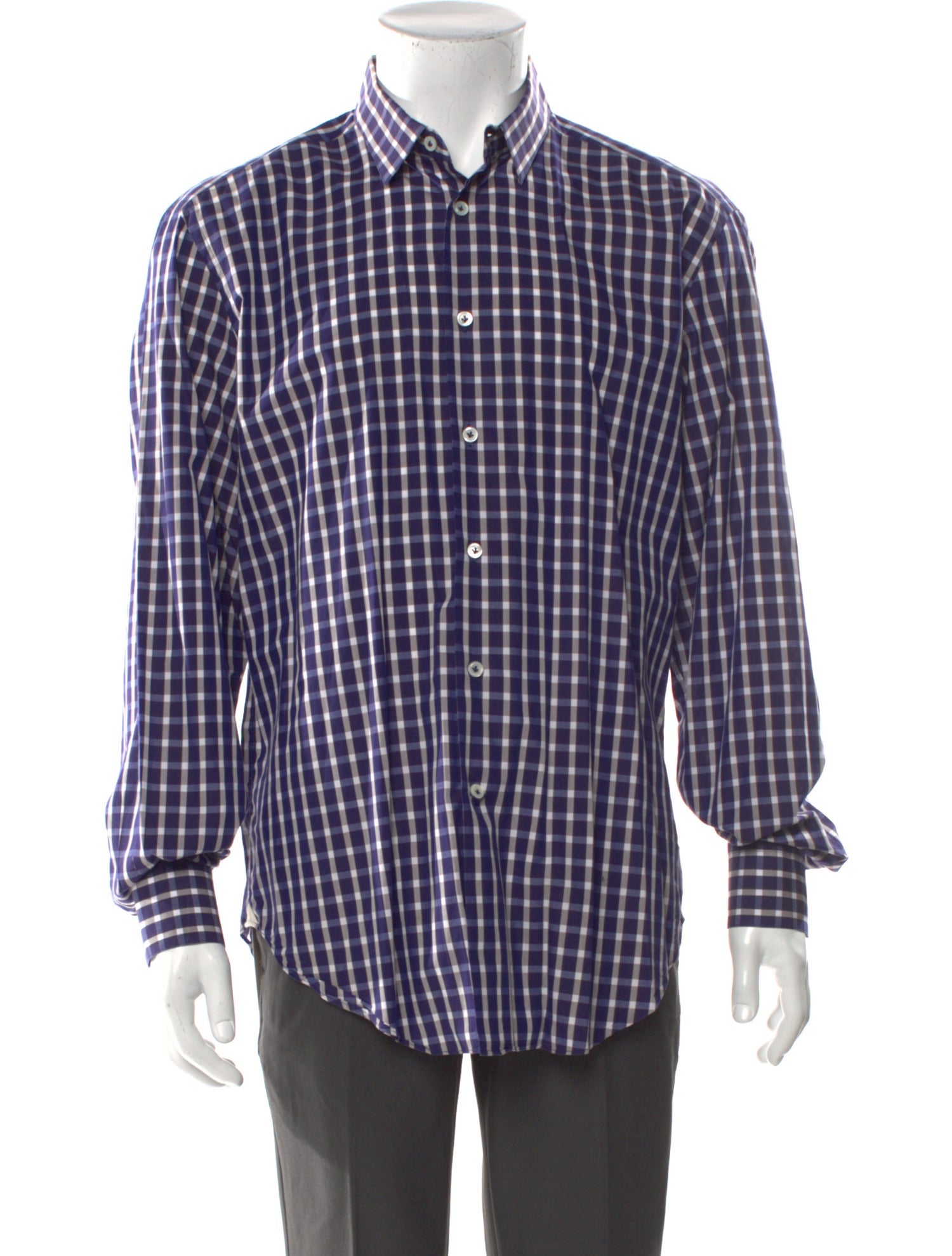 Lanvin Plaid Print Long Sleeve Dress Shirt
