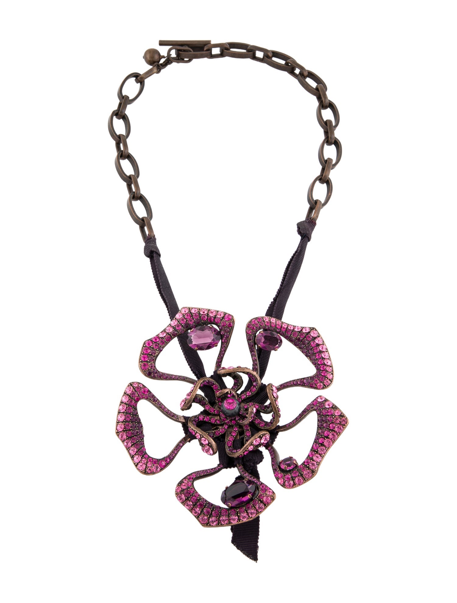 Lanvin Ribbon & Crystal Collar Necklace