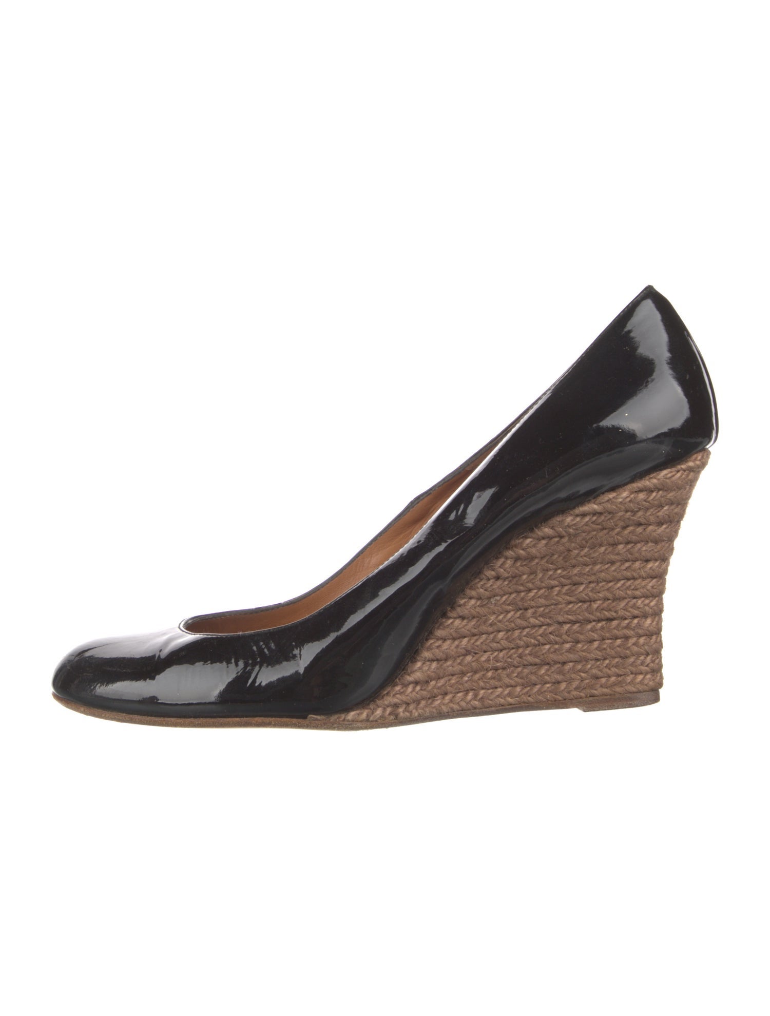 Lanvin Patent Leather Colorblock Pattern Pumps