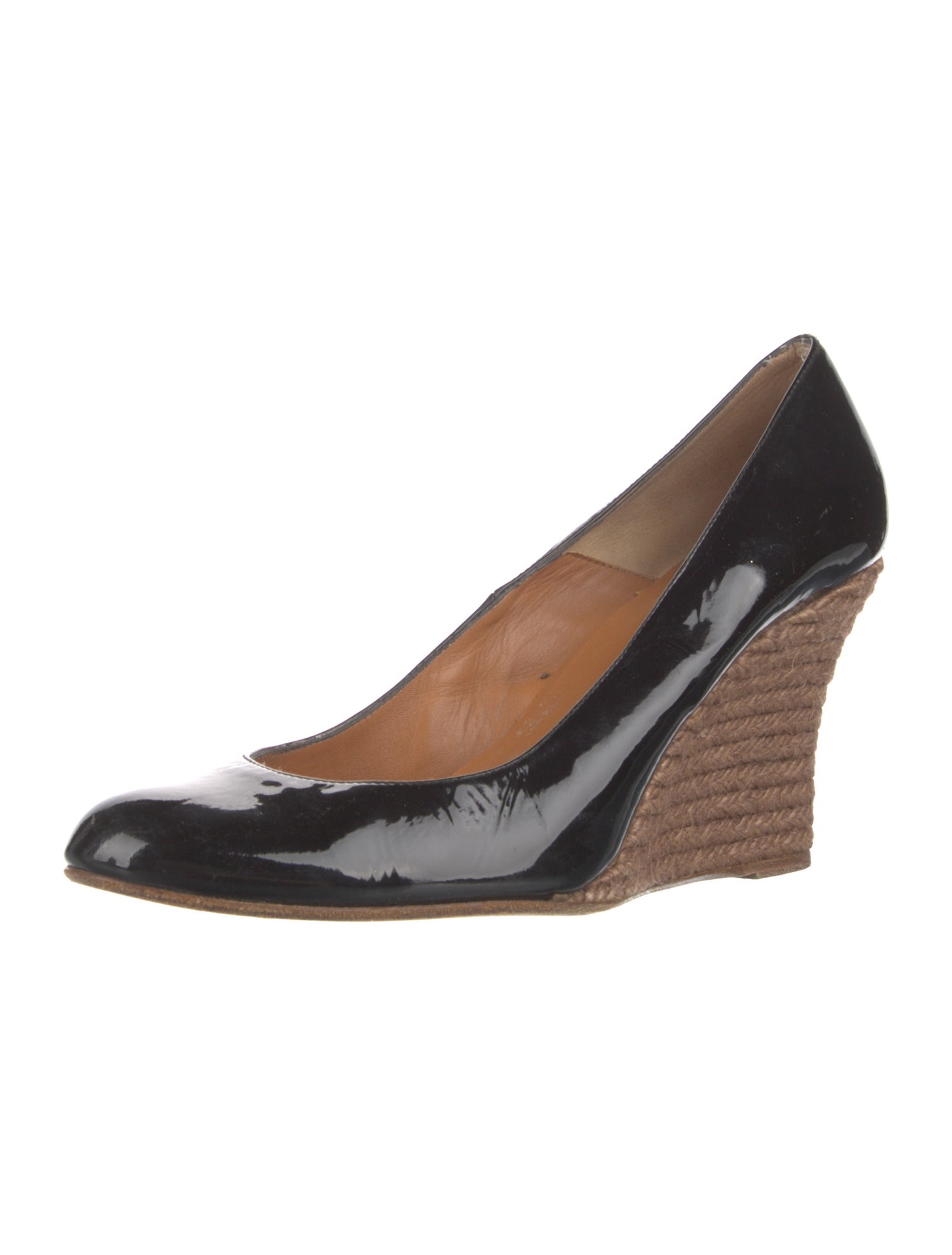 Lanvin Patent Leather Colorblock Pattern Pumps