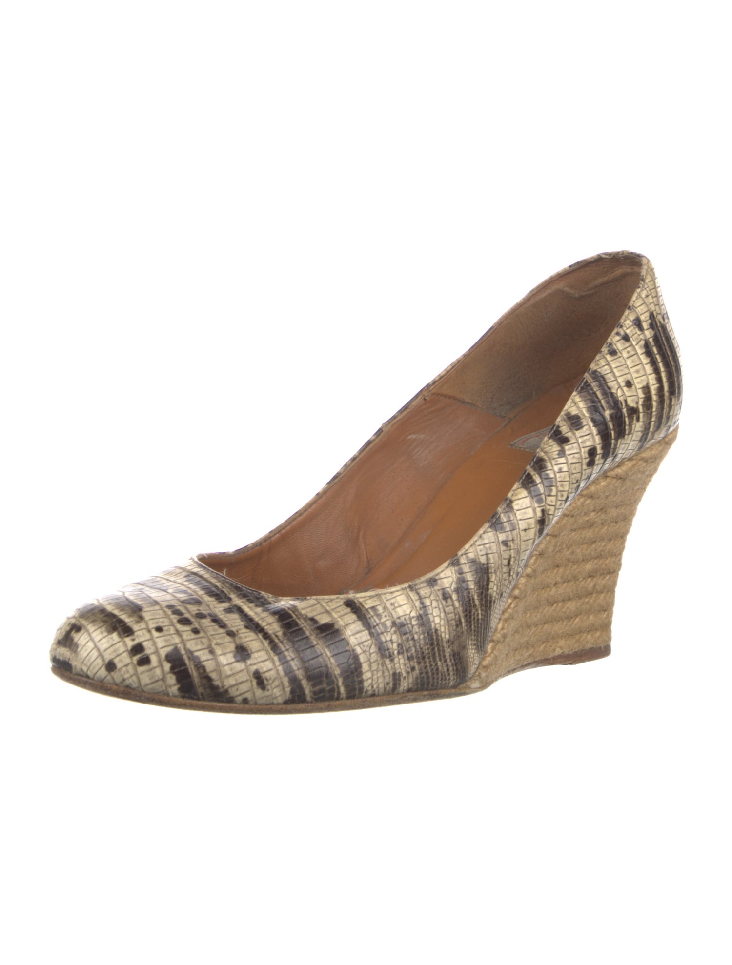 Lanvin Embossed Leather Animal Print Pumps
