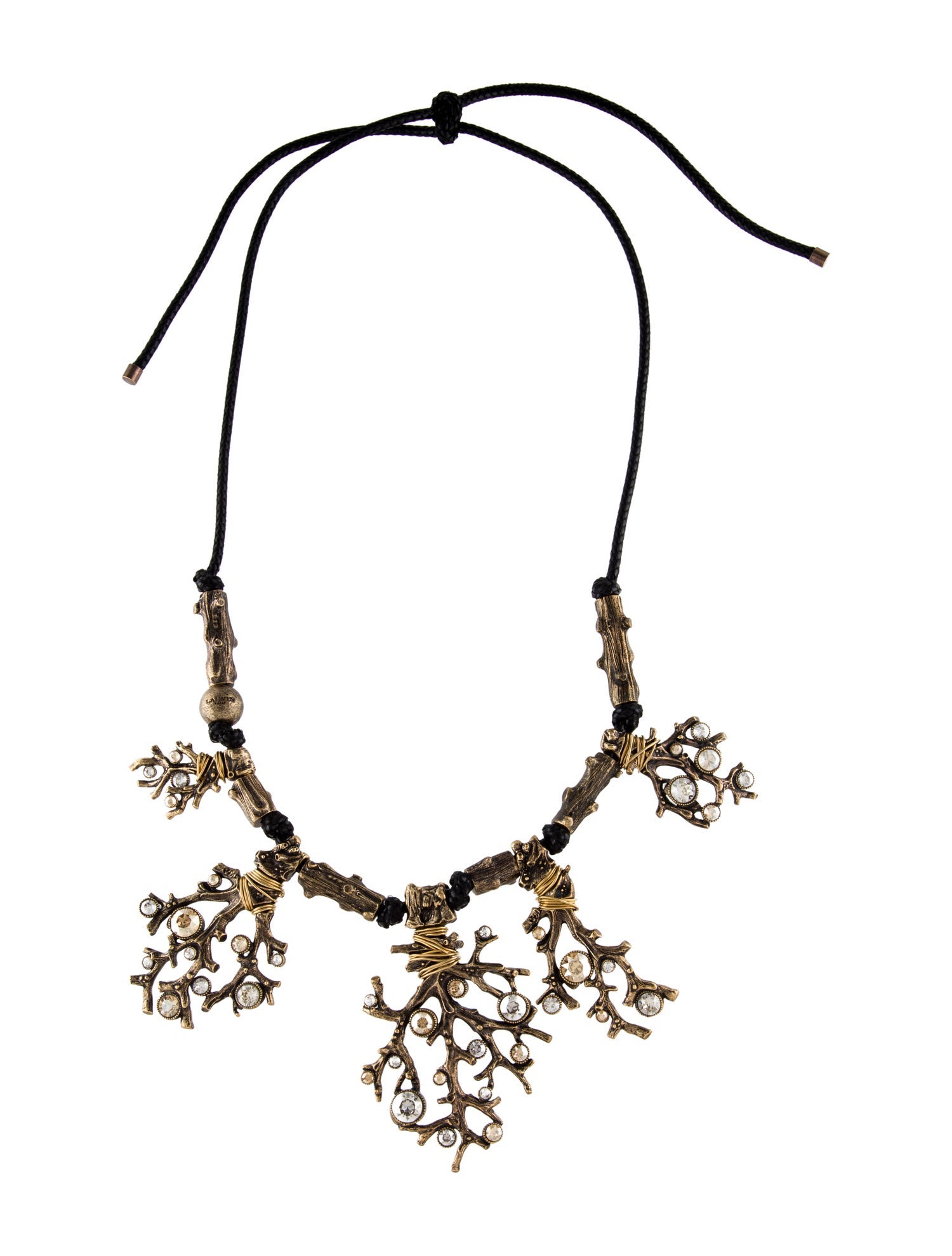 Lanvin Crystal & Leather Collar Necklace