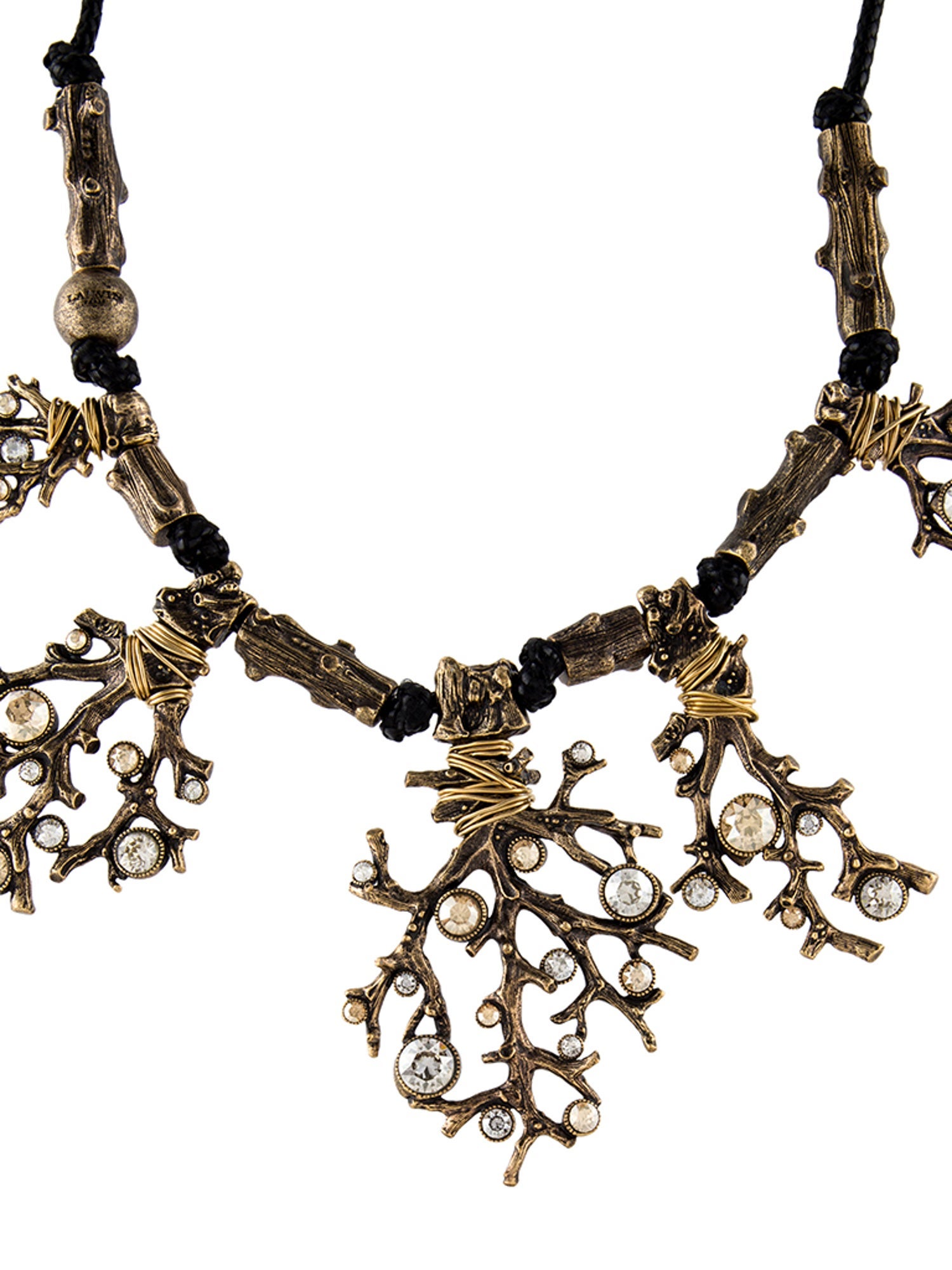 Lanvin Crystal & Leather Collar Necklace