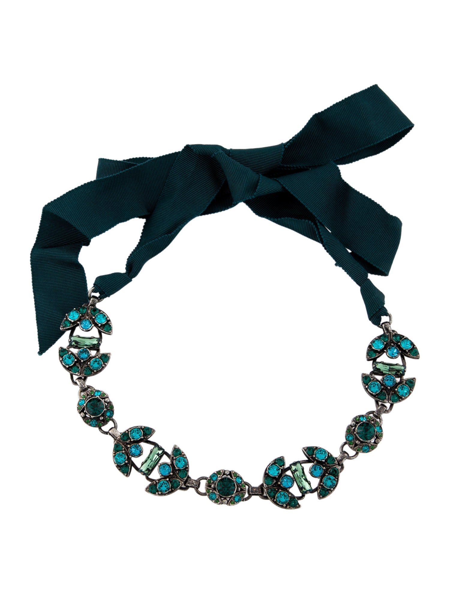 Lanvin Crystal & Ribbon Collar Necklace