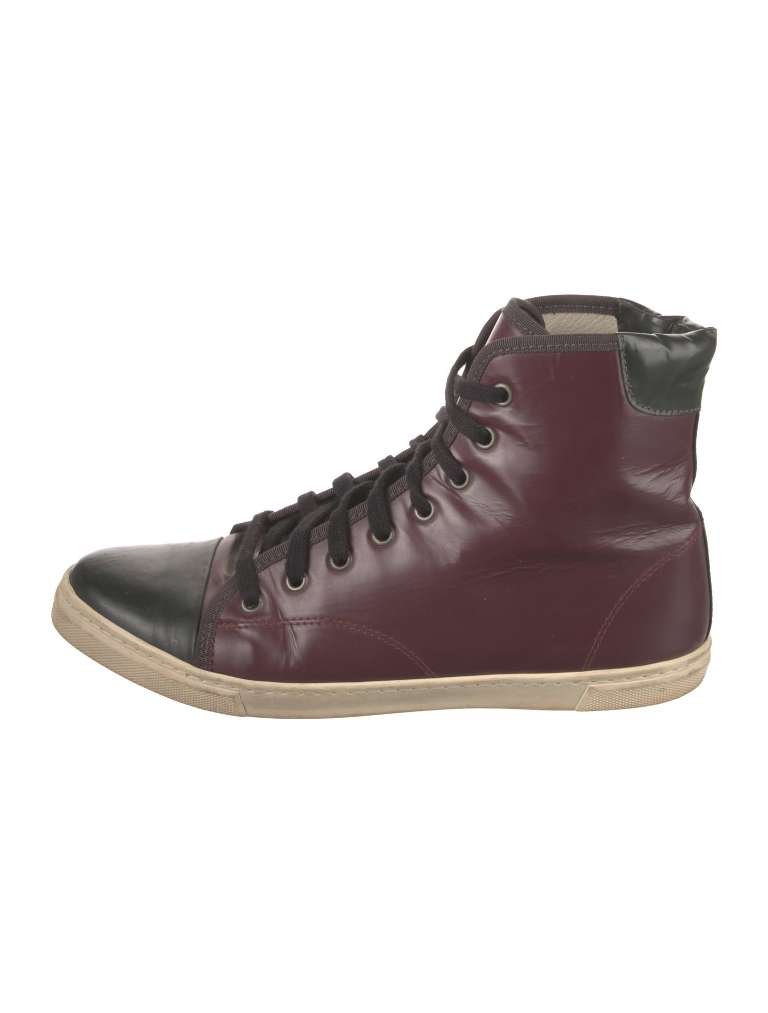 Lanvin Leather Colorblock Pattern Sneakers