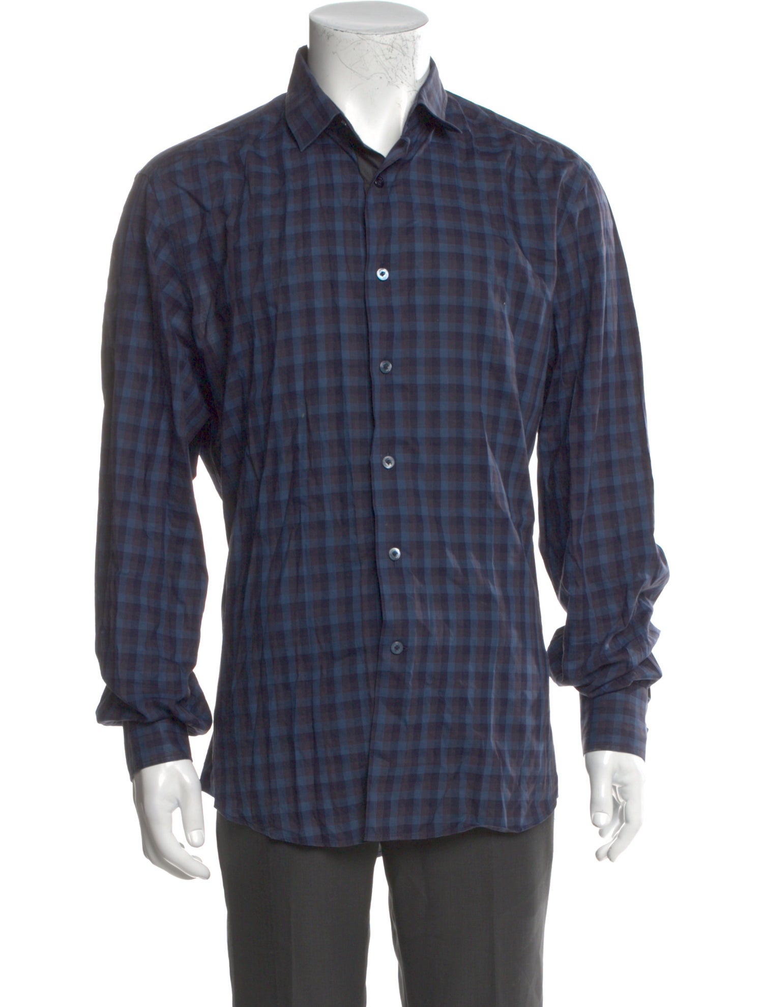 Lanvin Plaid Print Long Sleeve Dress Shirt