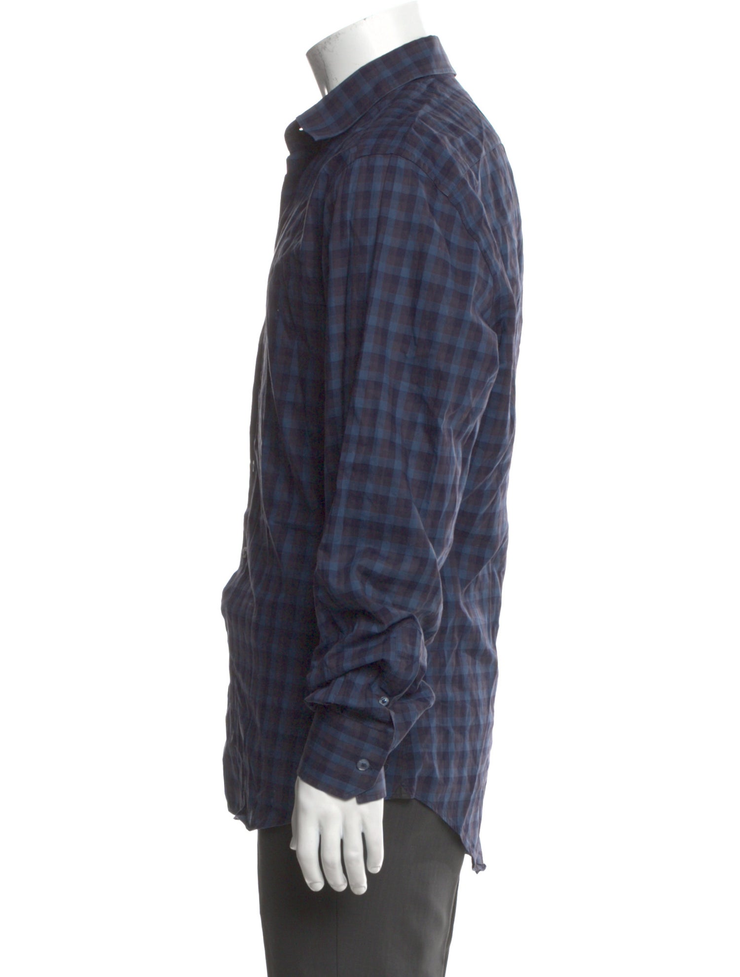 Lanvin Plaid Print Long Sleeve Dress Shirt