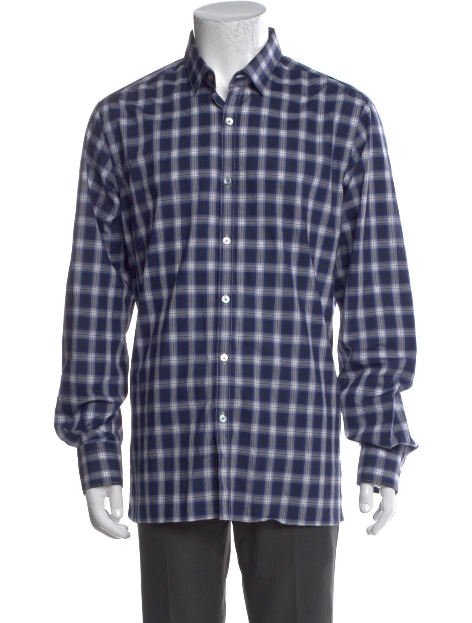 Lanvin Plaid Print Long Sleeve Dress Shirt