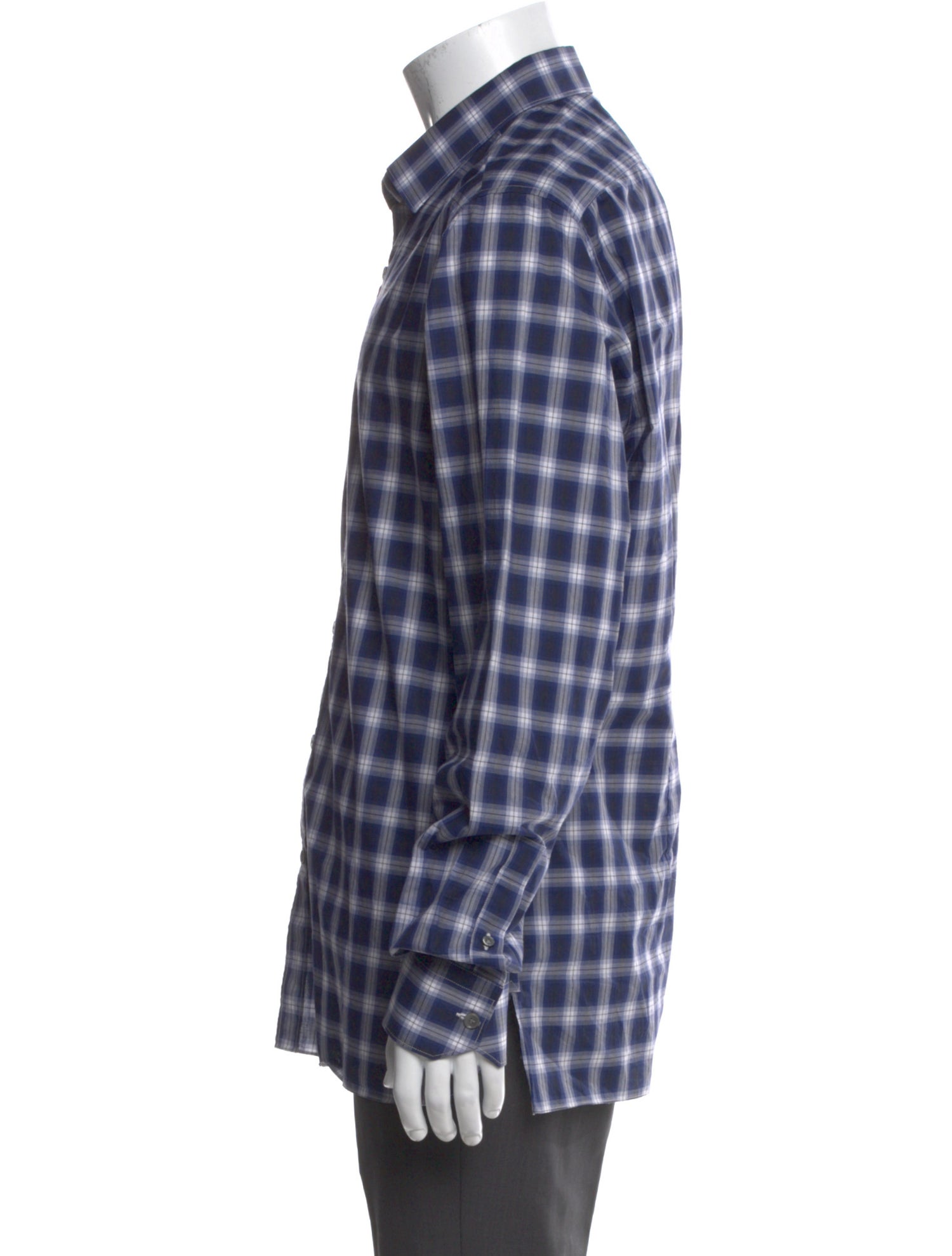 Lanvin Plaid Print Long Sleeve Dress Shirt