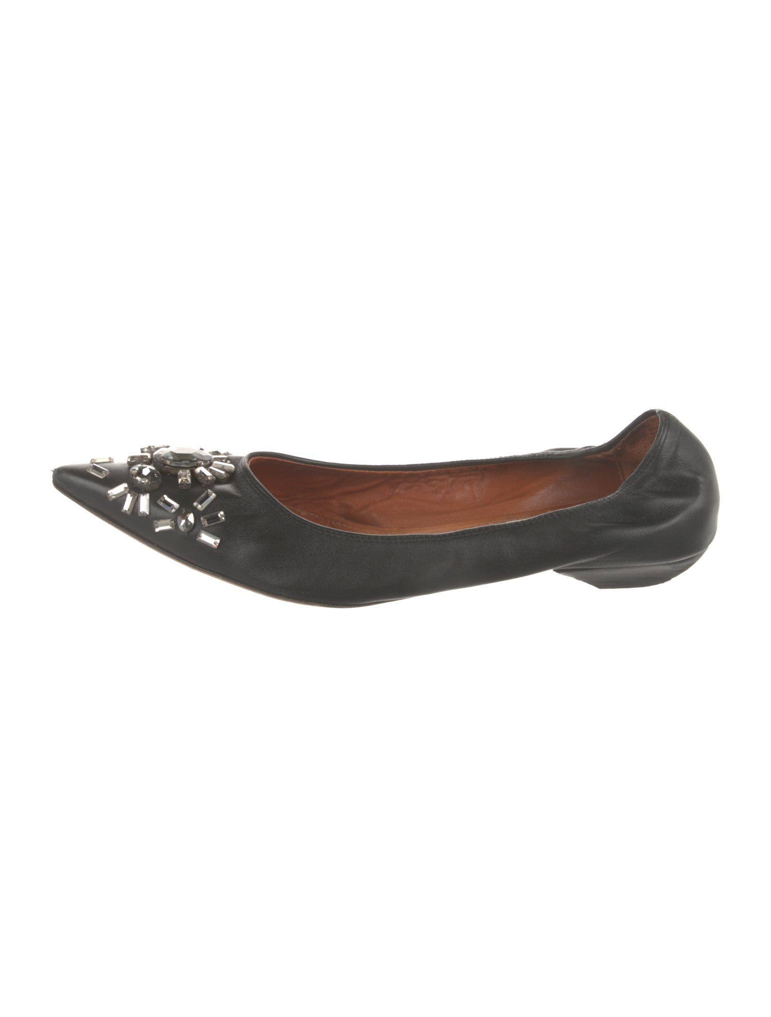Lanvin Leather Crystal Embellishments Ballet Flats