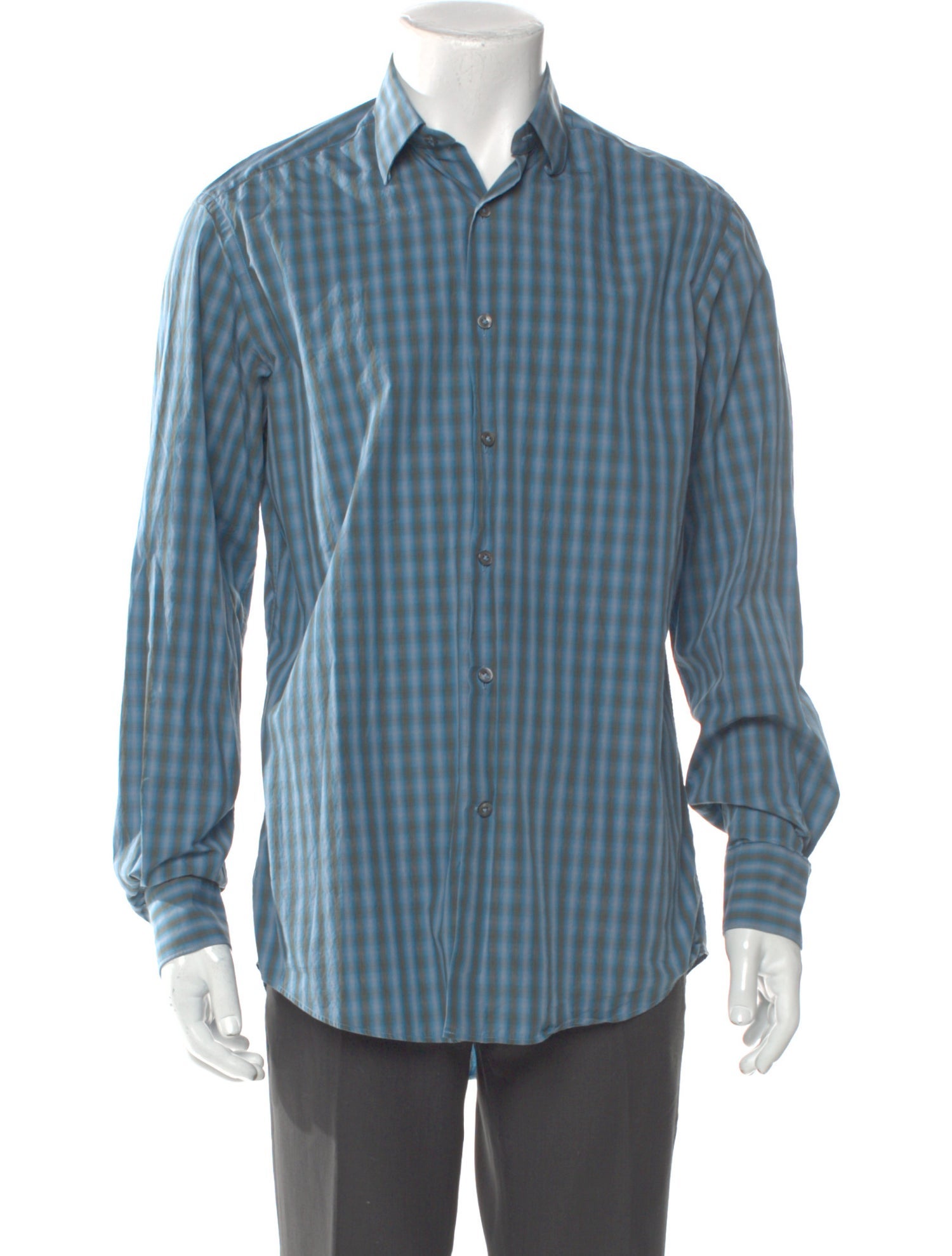 Lanvin Plaid Print Long Sleeve Dress Shirt