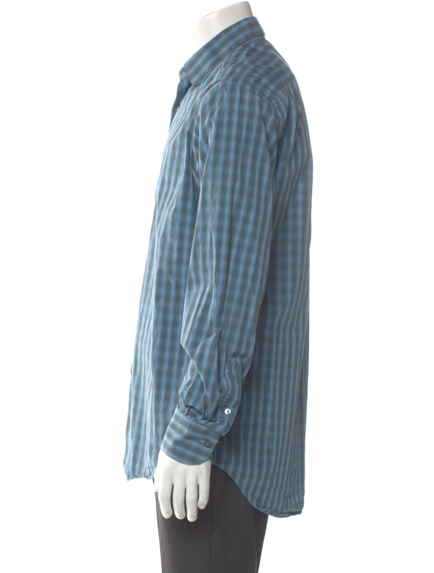 Lanvin Plaid Print Long Sleeve Dress Shirt