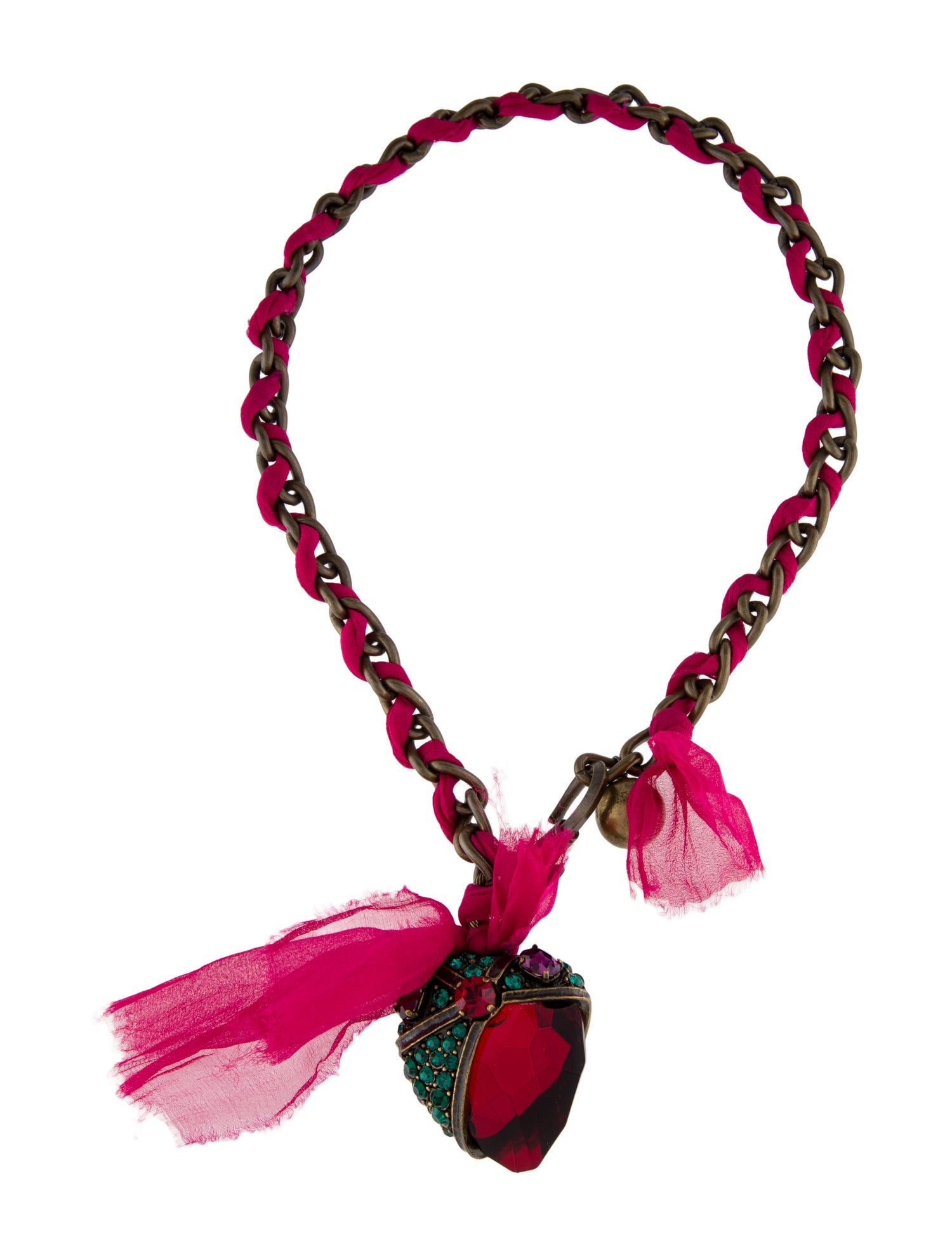 Lanvin Crystal Heart Pendant Necklace