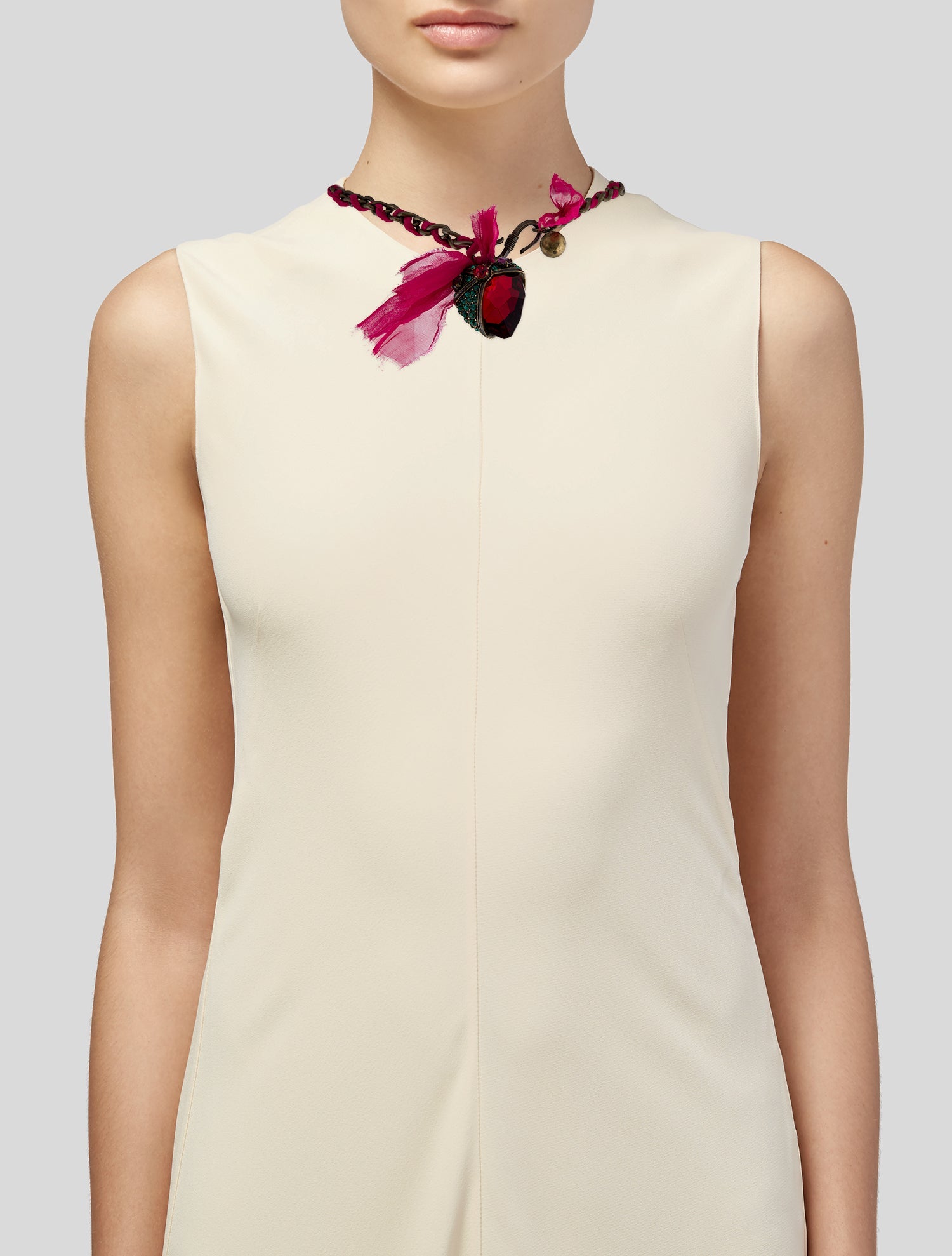 Lanvin Crystal Heart Pendant Necklace