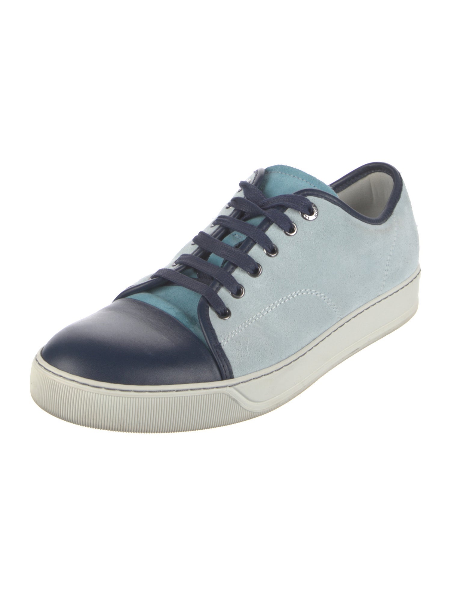 Lanvin Suede Colorblock Pattern Sneakers