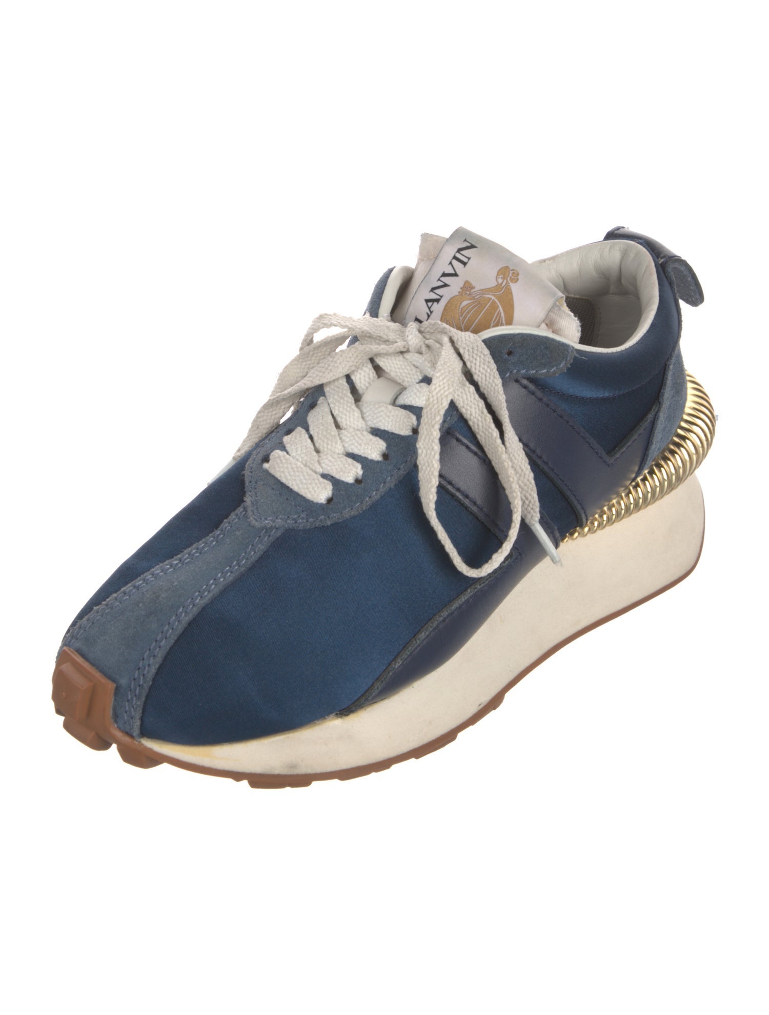 Lanvin Satin Leather Trim Embellishment Athletic Sneakers