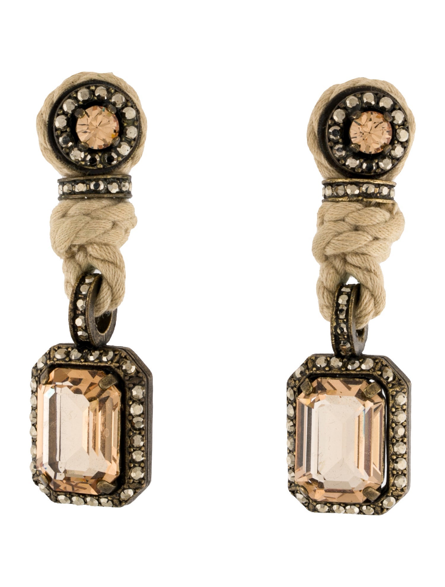 Lanvin Cord & Crystal Drop Clip-On Earrings