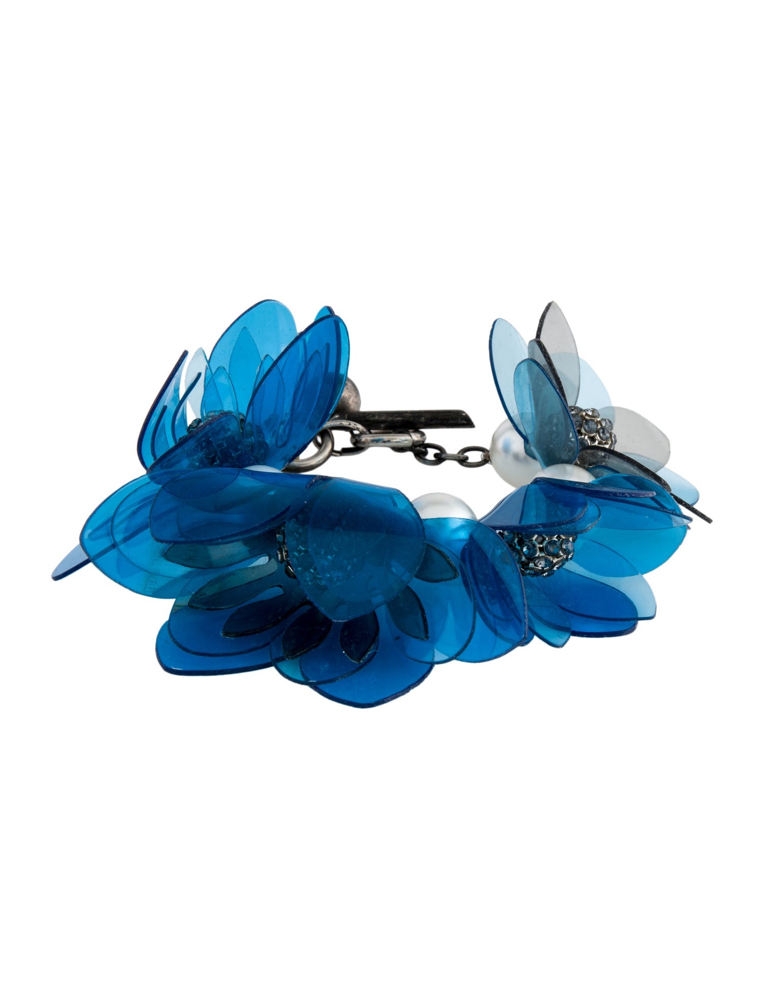 Lanvin Faux Pearl & Rhinestone Floral Necklace