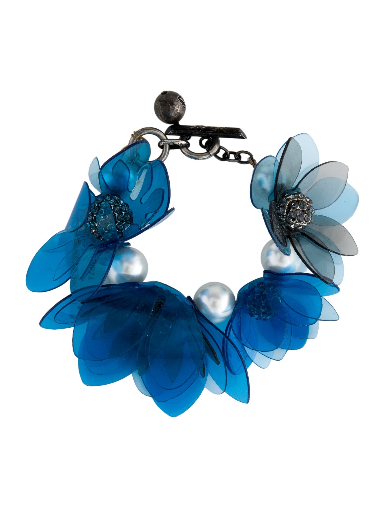 Lanvin Faux Pearl & Rhinestone Floral Necklace