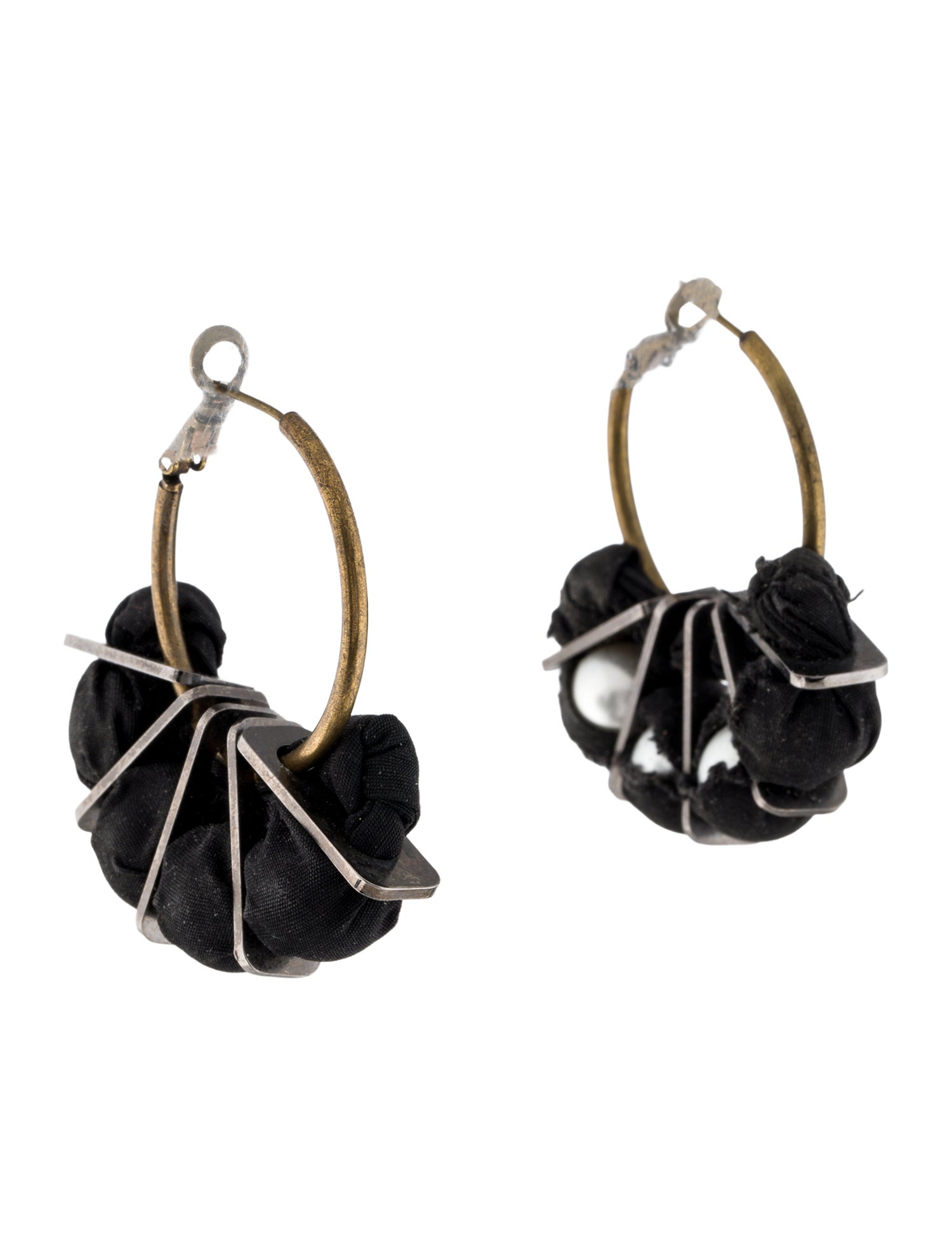 Lanvin Faux Pearl & Ribbon Hoop Earrings