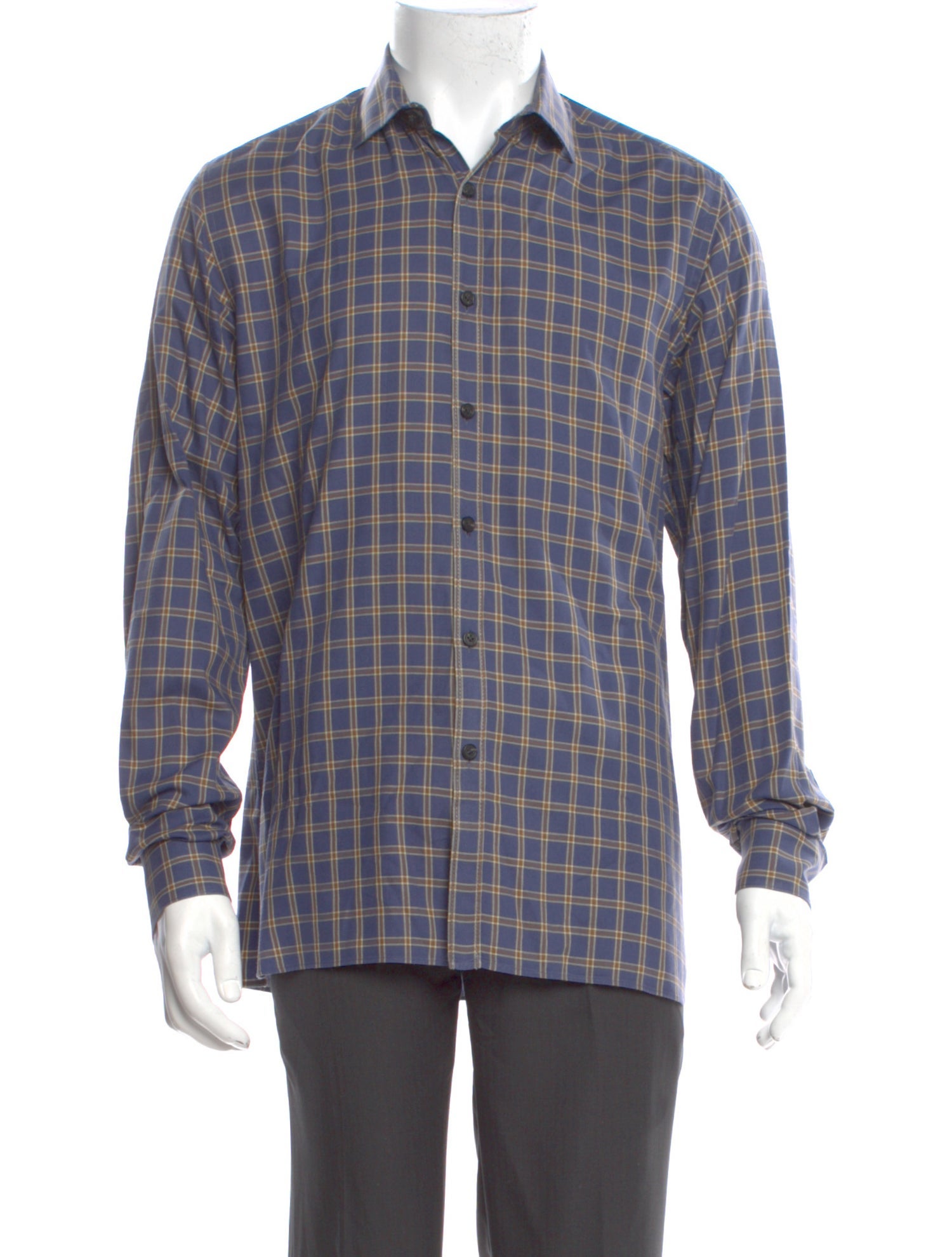 Lanvin Plaid Print Long Sleeve Shirt