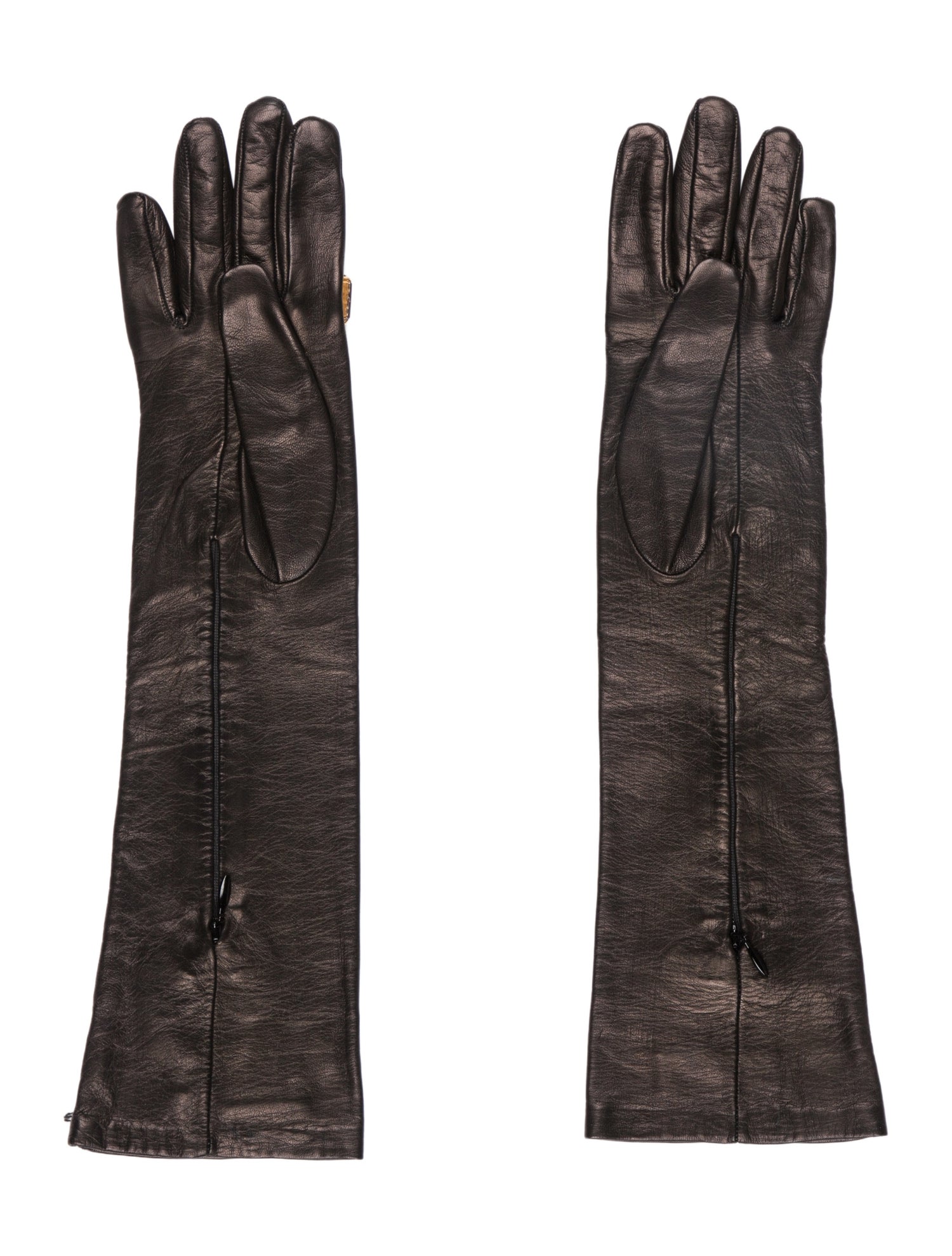 Lanvin Brown leather Gloves with Embellishments