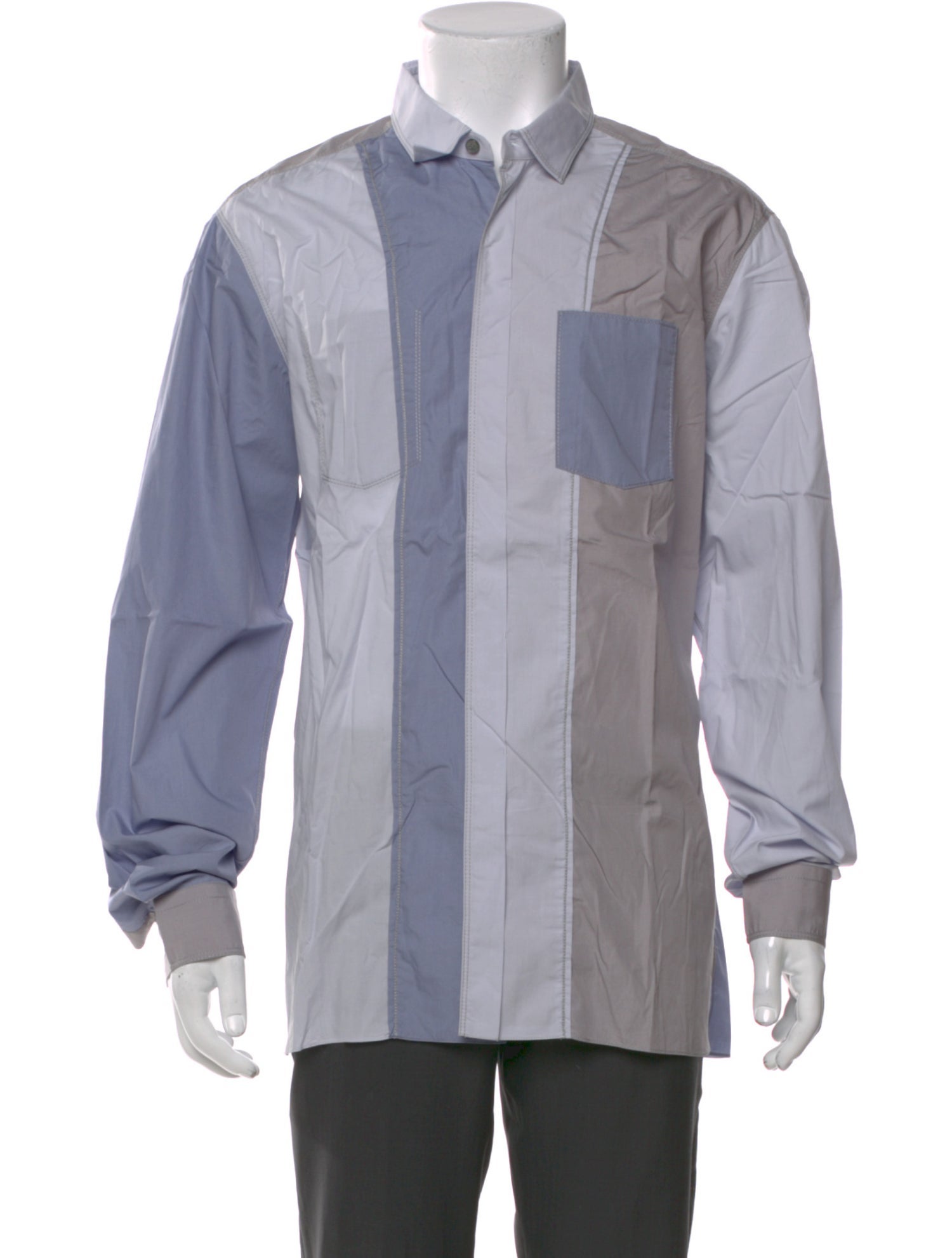 Lanvin Colorblock Pattern Long Sleeve Shirt