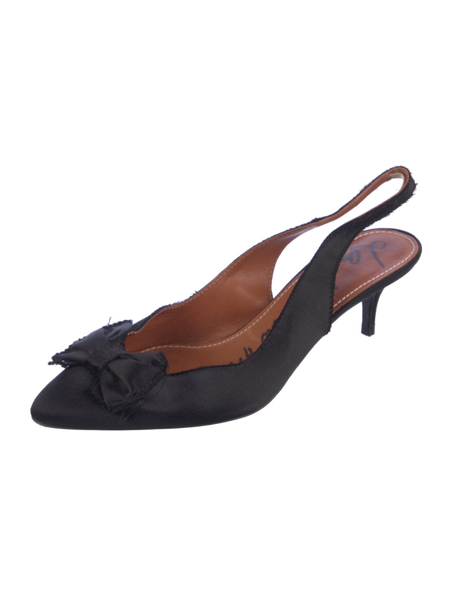 Lanvin Satin Bow Accents Slingback Pumps