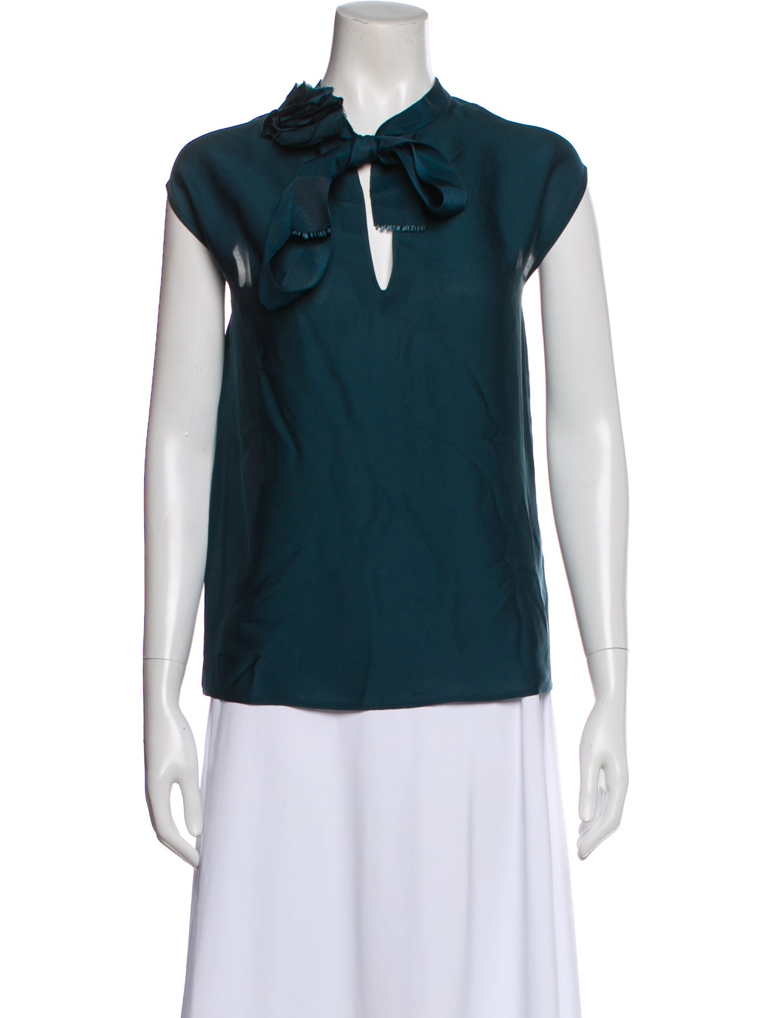 Lanvin Tie Neck Short Sleeve Blouse