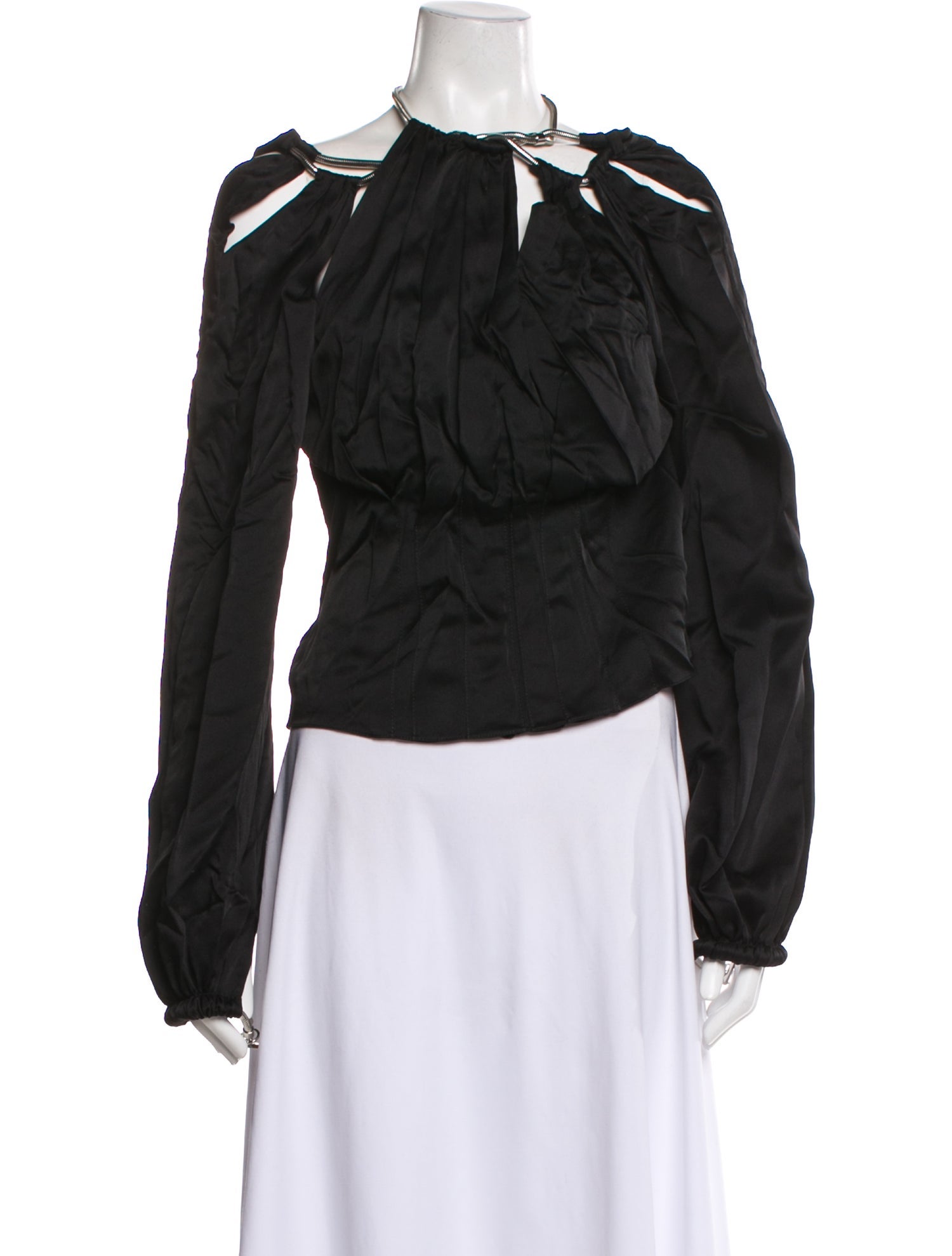 Lanvin Asymmetrical Long Sleeve Blouse