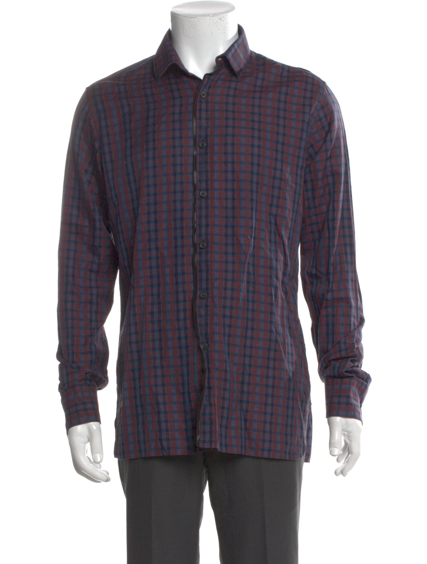 Lanvin Plaid Print Long Sleeve Shirt