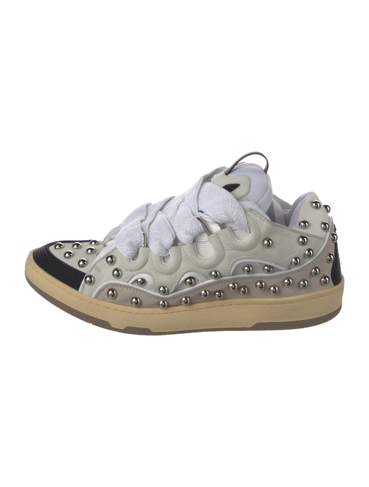 Lanvin Leather Colorblock Pattern Sneakers